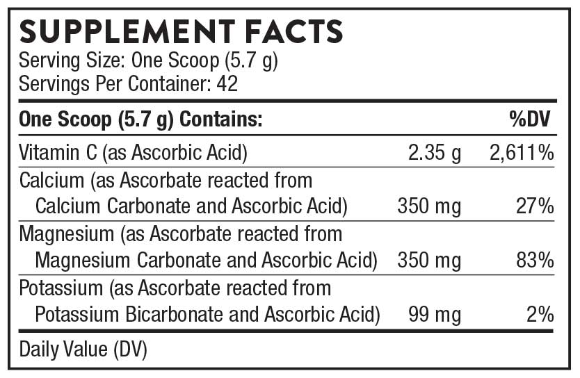 Thorne Research High Potency Vitamin C (Formerly Buffered C Powder) Ingredients