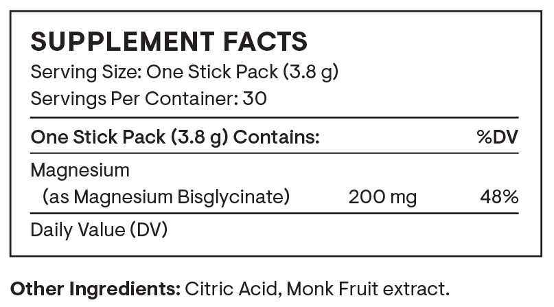 Thorne Research Magnesium Bisglycinate Travel Packs Ingredients