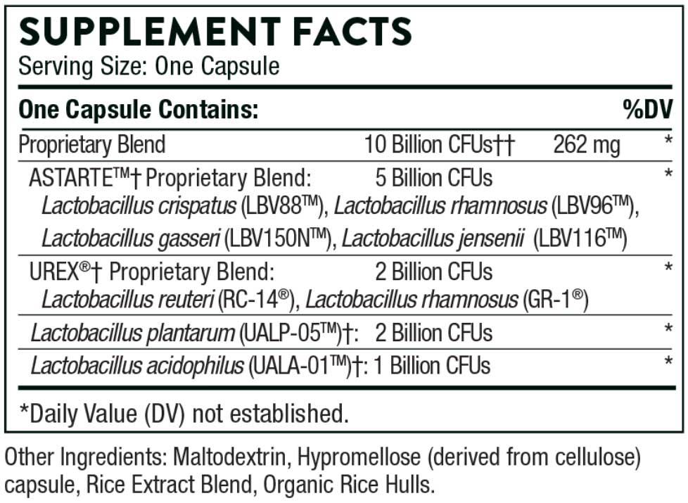 Thorne Research Women's Daily Probiotic Ingredients