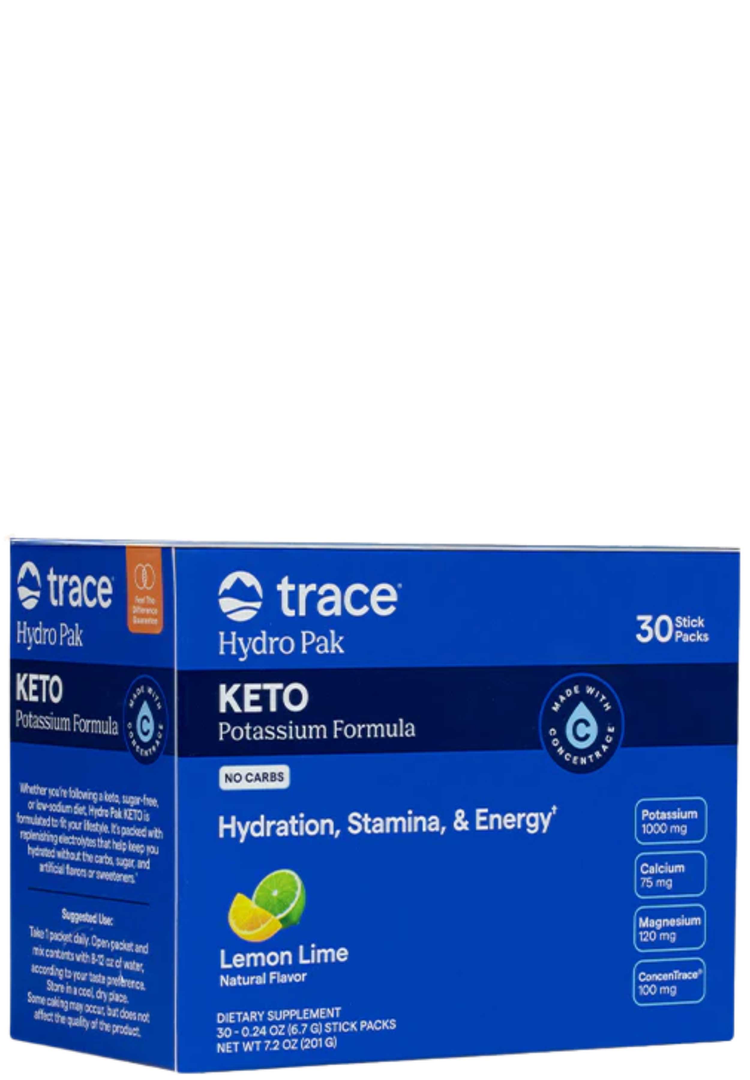 Trace Minerals Hydro Pak Keto Potassium Formula Stick Packs