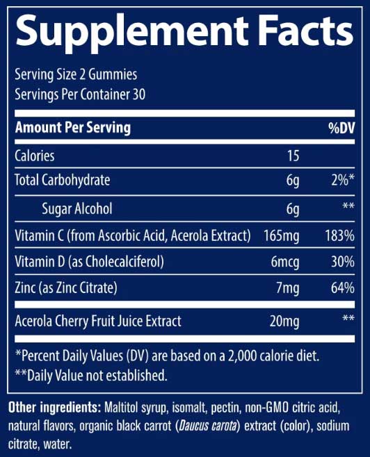Trace Minerals Research Immunity Gummies Ingredients