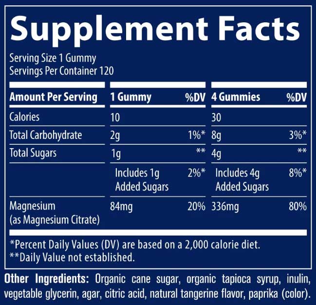 Trace Minerals Research Magnesium Gummies Tangerine Ingredients