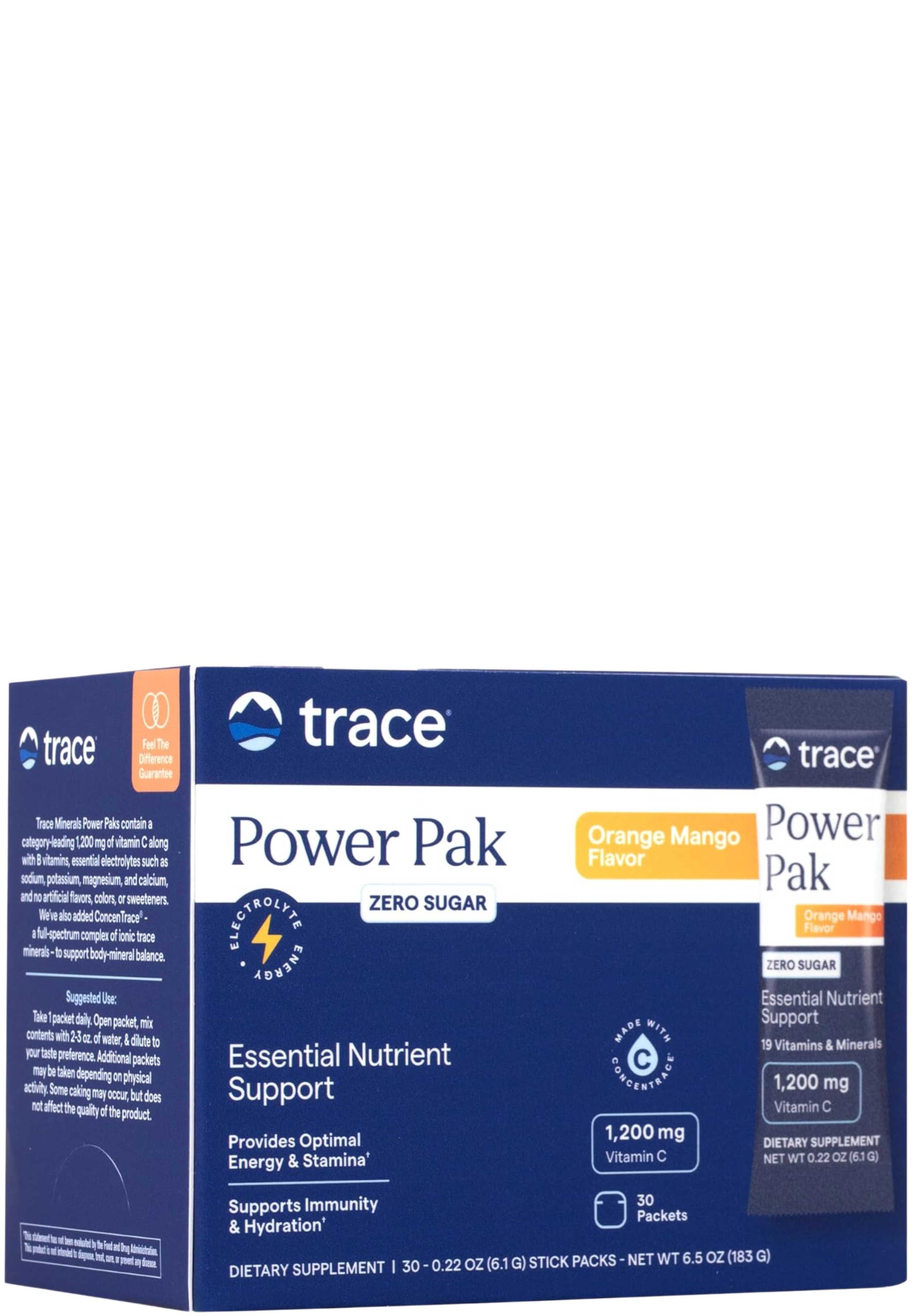 Trace Minerals Research Power Pak Sugar Free Orange Mango
