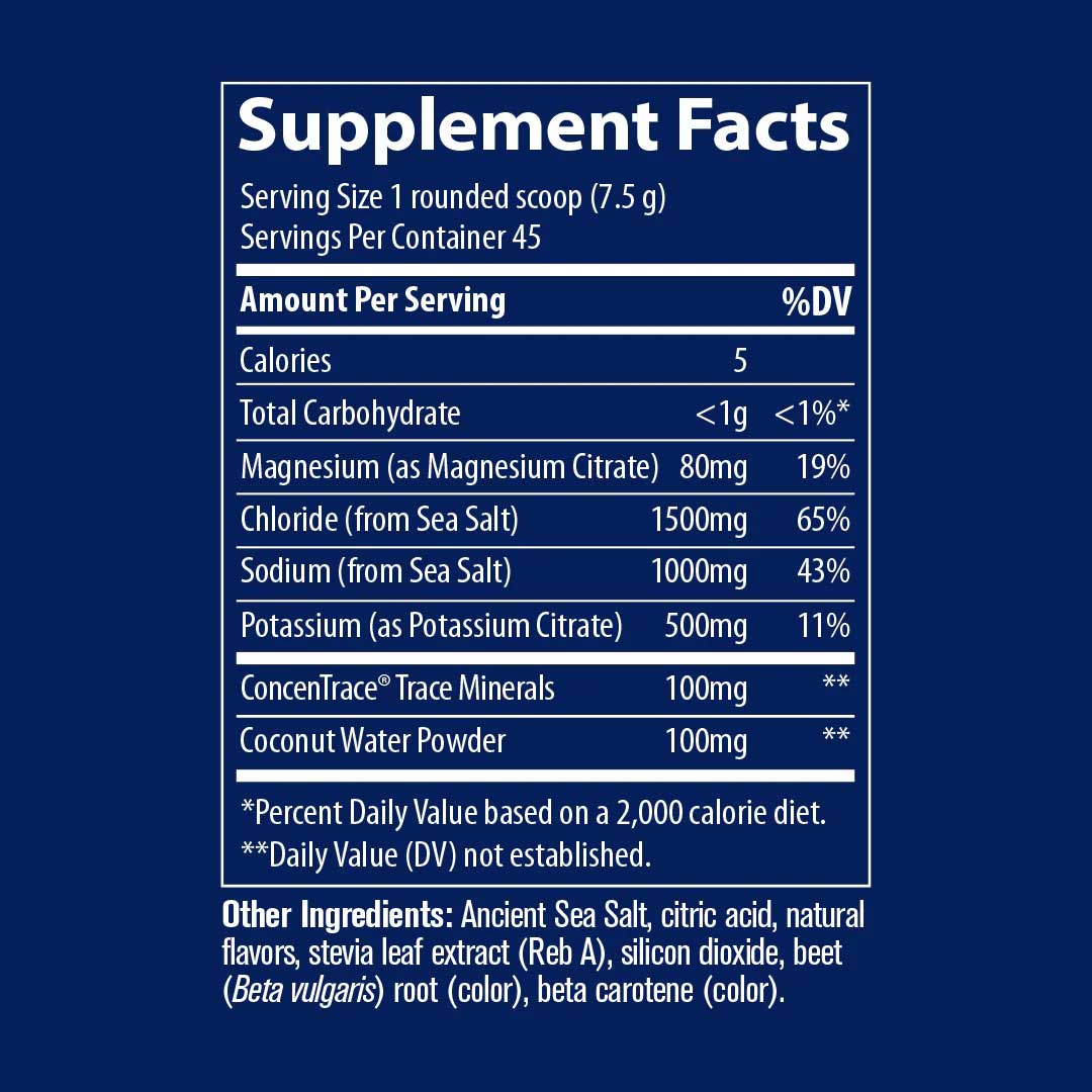 Trace Minerals ZEROLyte Electrolytes & Coconut Water Powder Ingredients