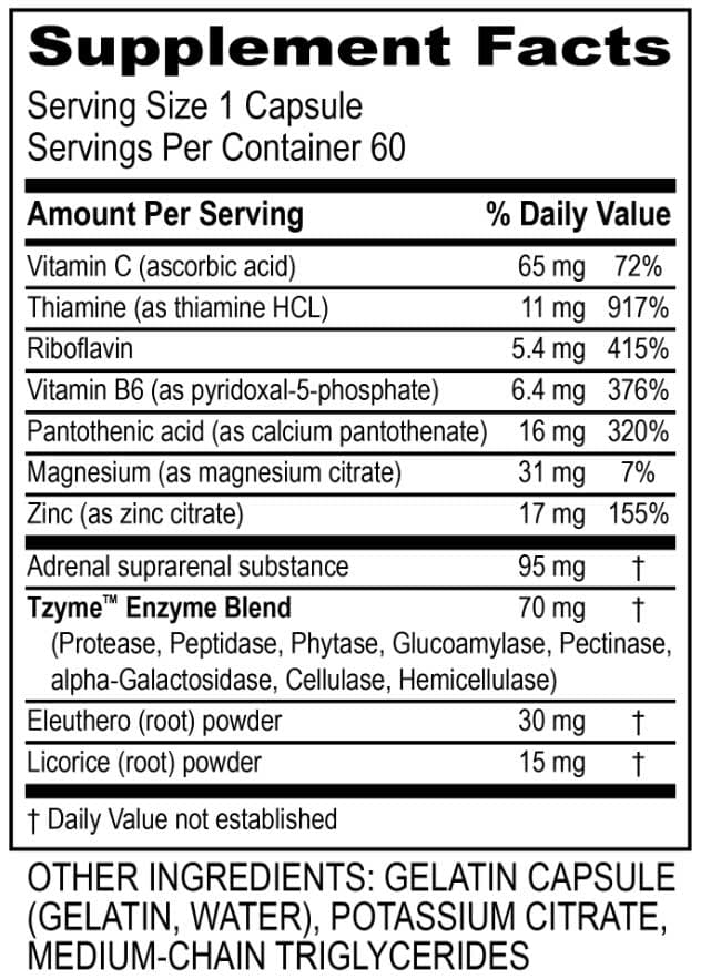 Transformation Enzyme Adrenal Complex Ingredients 