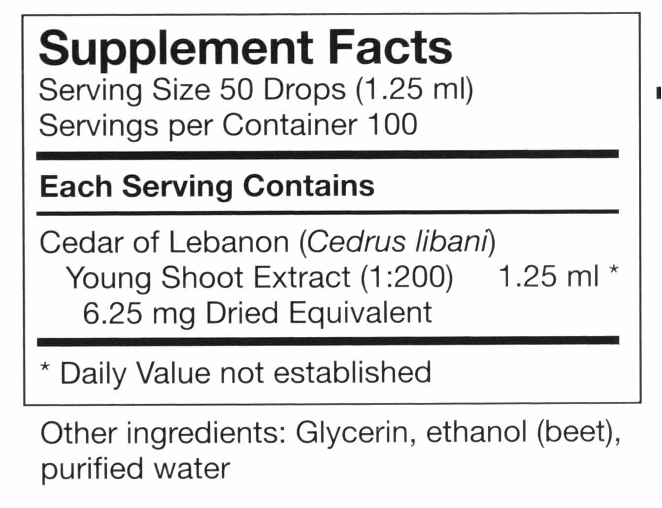 UNDA Cedrus Libani Ingredients