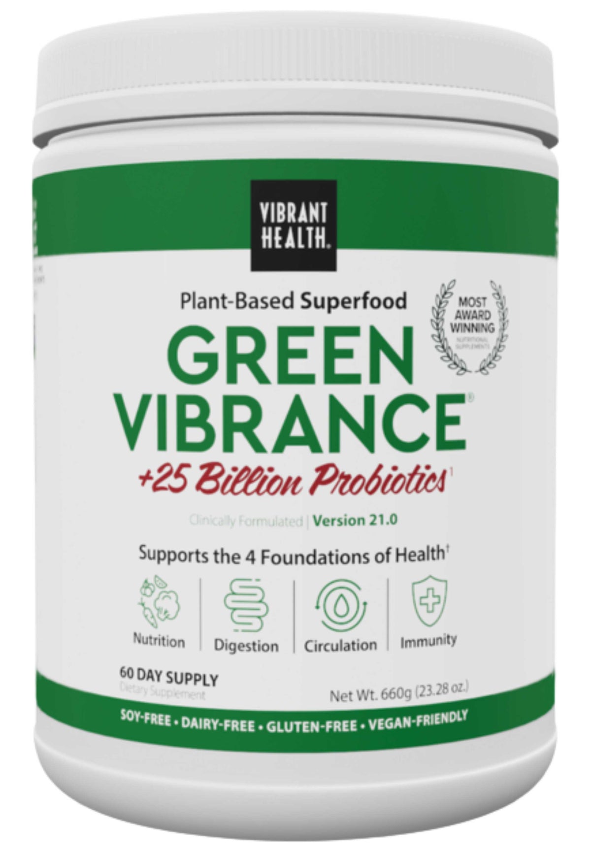 Vibrant Health Green Vibrance +25 Billion Probiotics Powder