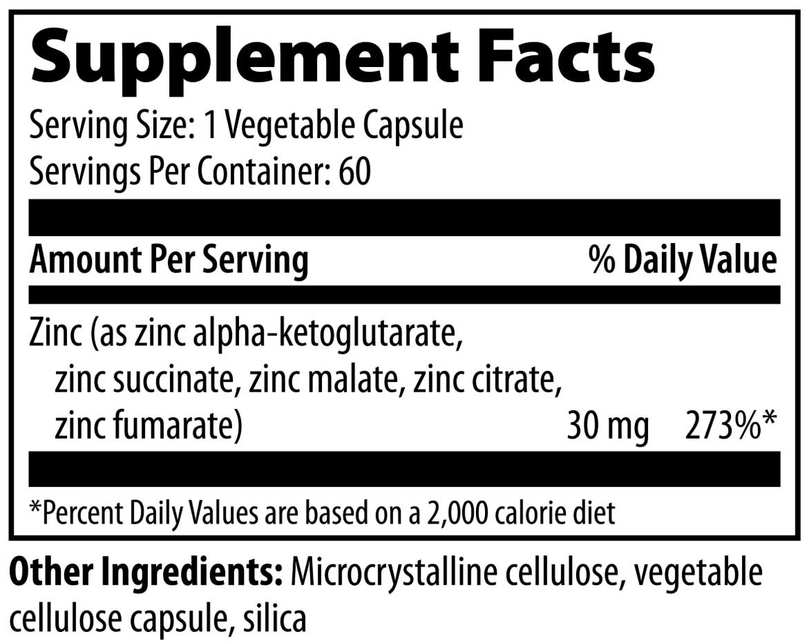 Vibrant Health Krebs Zinc Ingredients