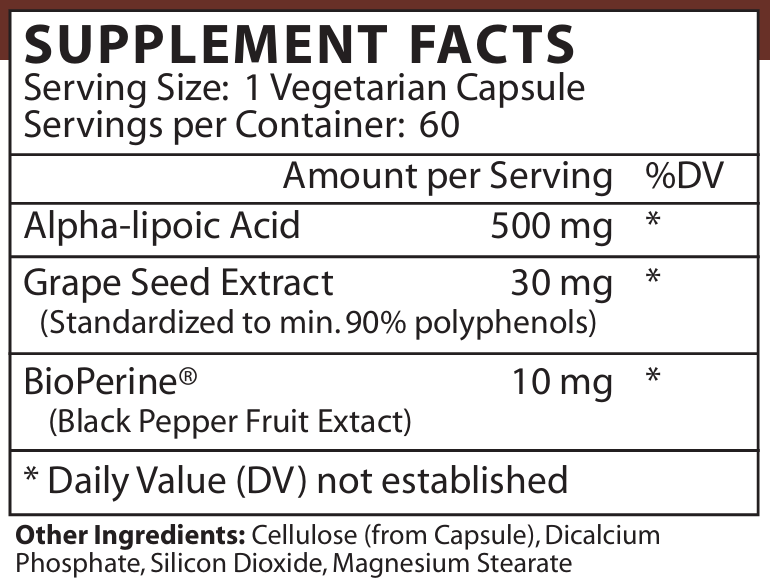 Vinco Alpha-Lipoic Acid + Ingredients