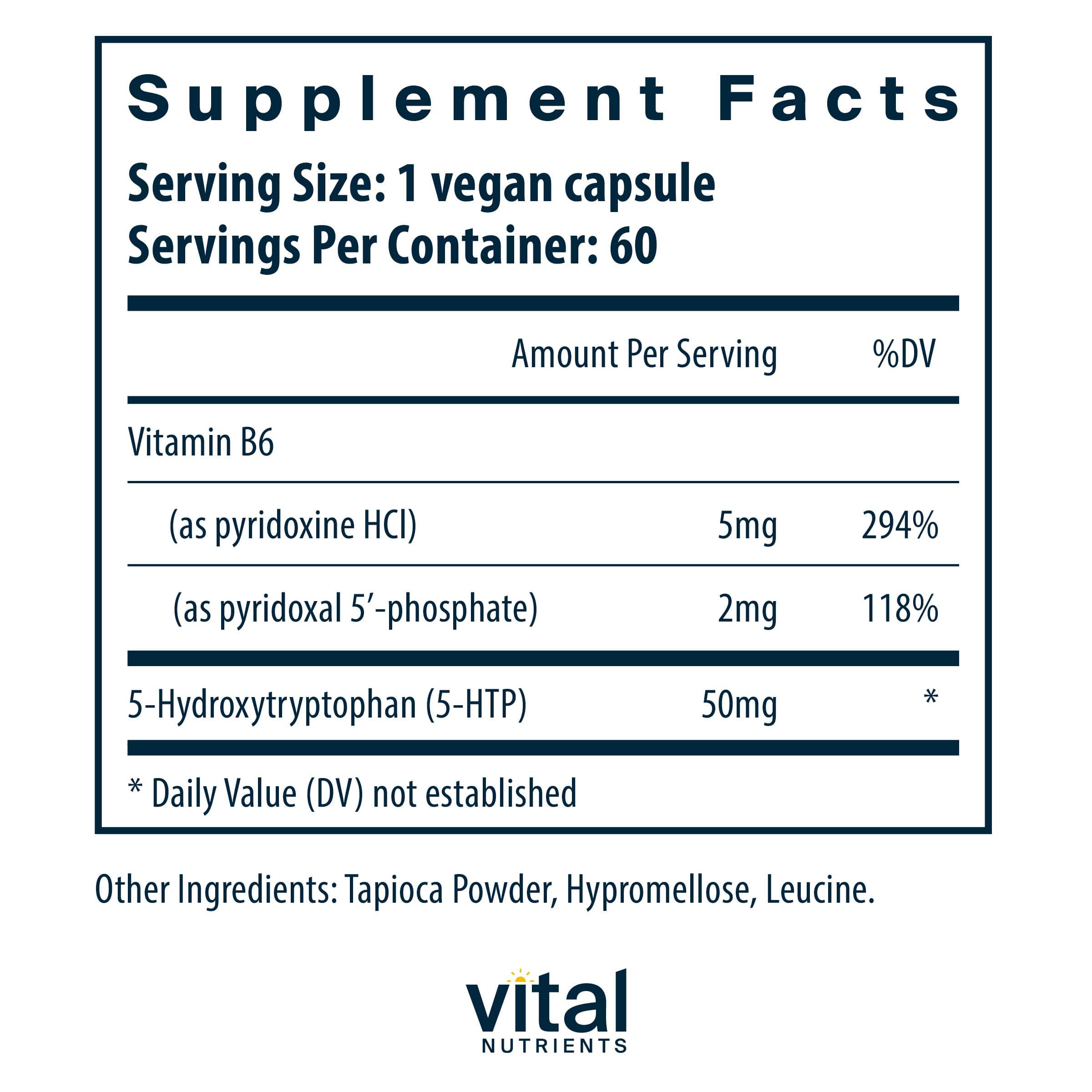 Vital Nutrients 5-HTP 50 mg Ingredients 