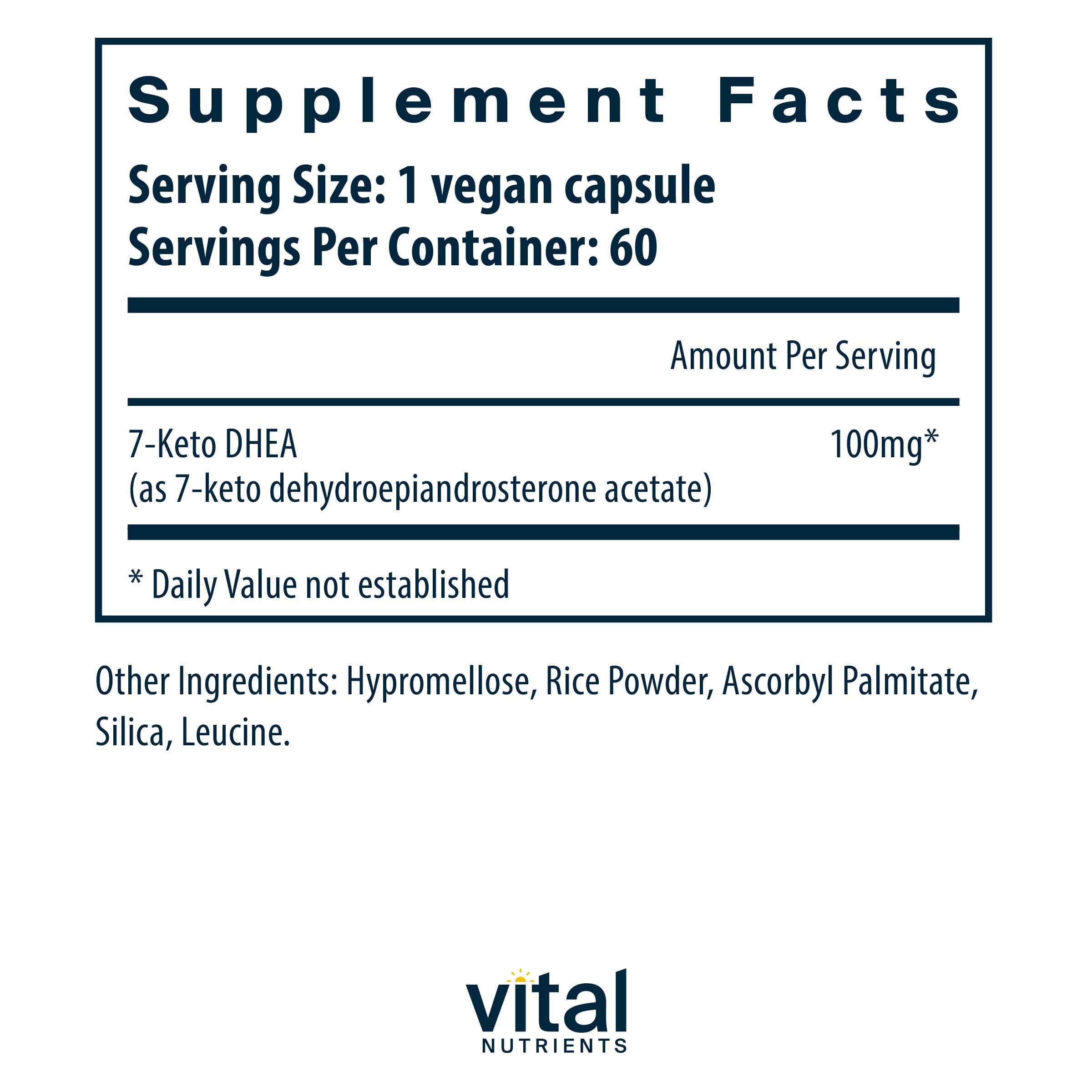Vital Nutrients 7-Keto DHEA 100mg Ingredients 