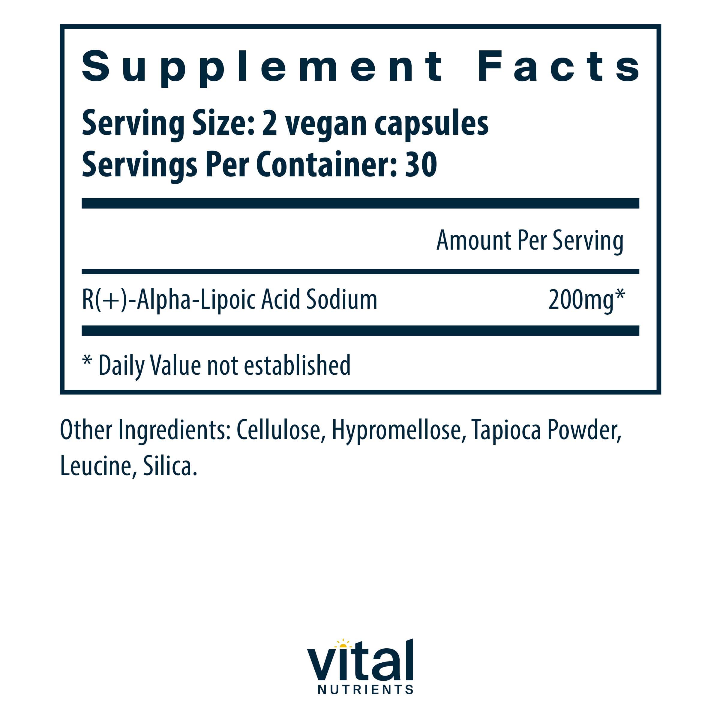 Vital Nutrients Alpha Lipoic Acid 200 mg Ingredients