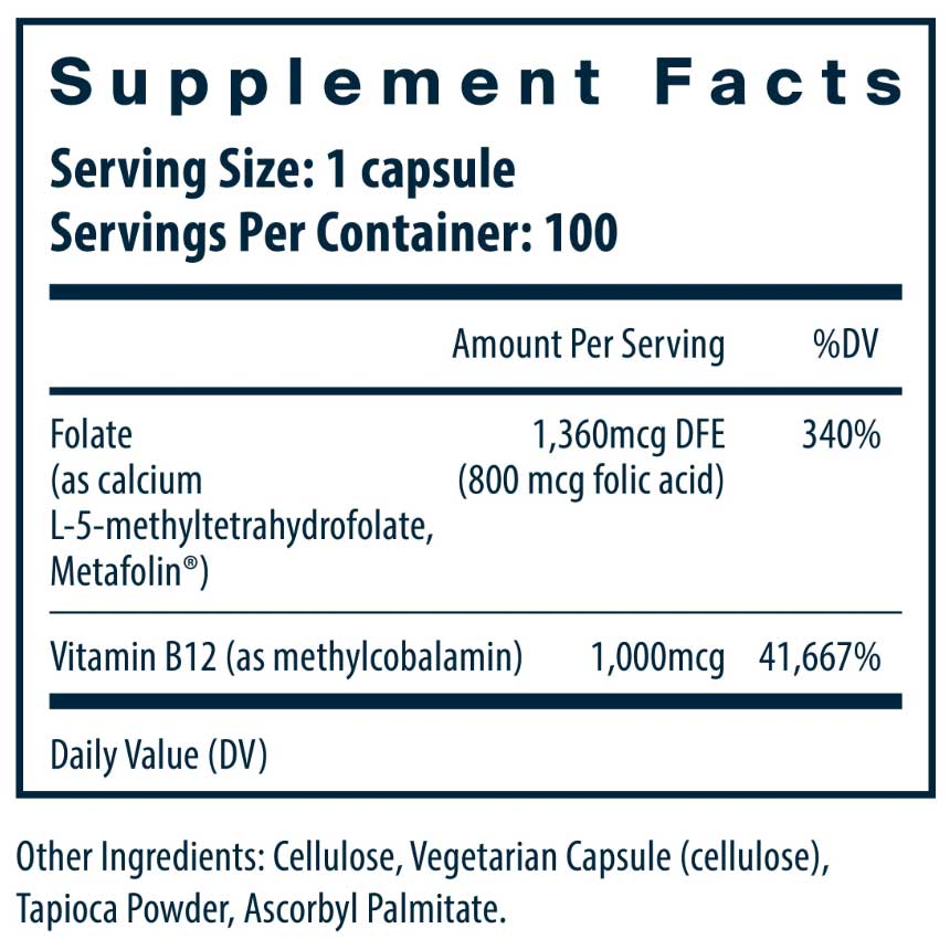 Vital Nutrients B-12/Methyl Folate Ingredients