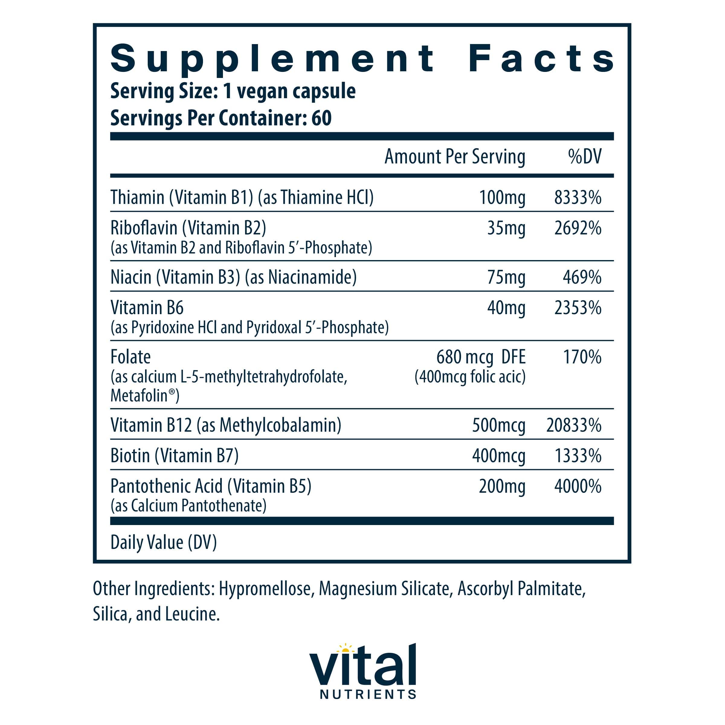 Vital Nutrients B-Complex Ingredients