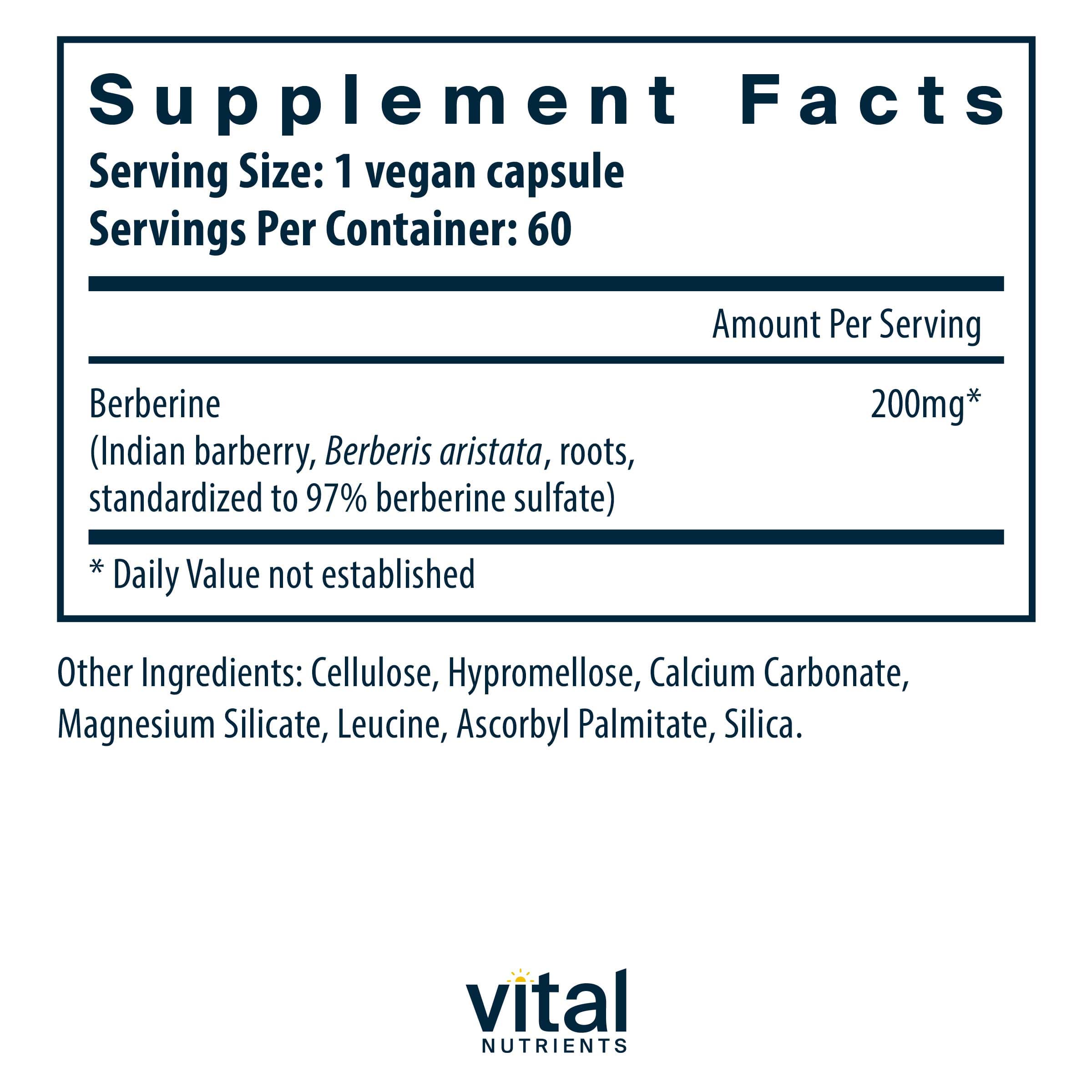 Vital Nutrients Berberine 200mg Ingredients