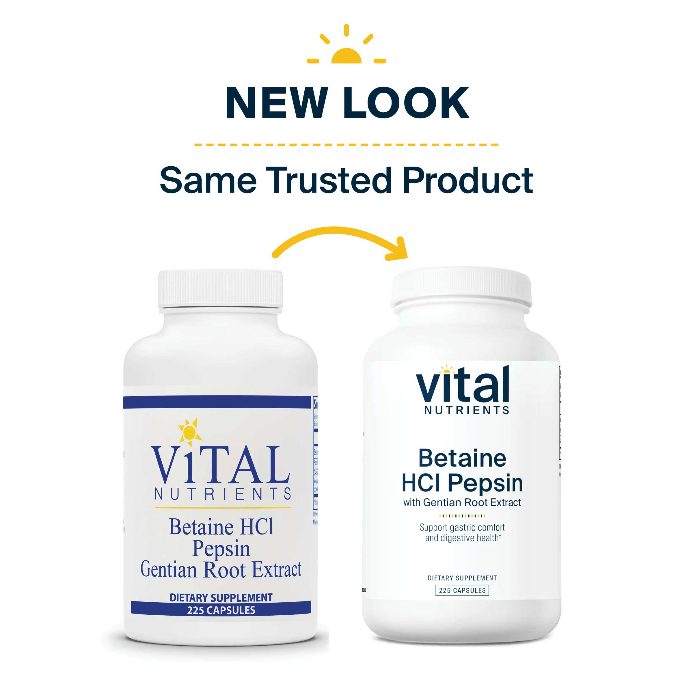 Vital Nutrients Betaine HCl Pepsin Gentian Root Extract New Look