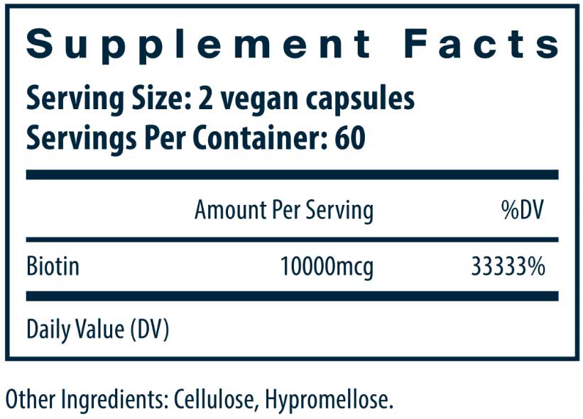 Vital Nutrients Biotin 10mg Ingredients