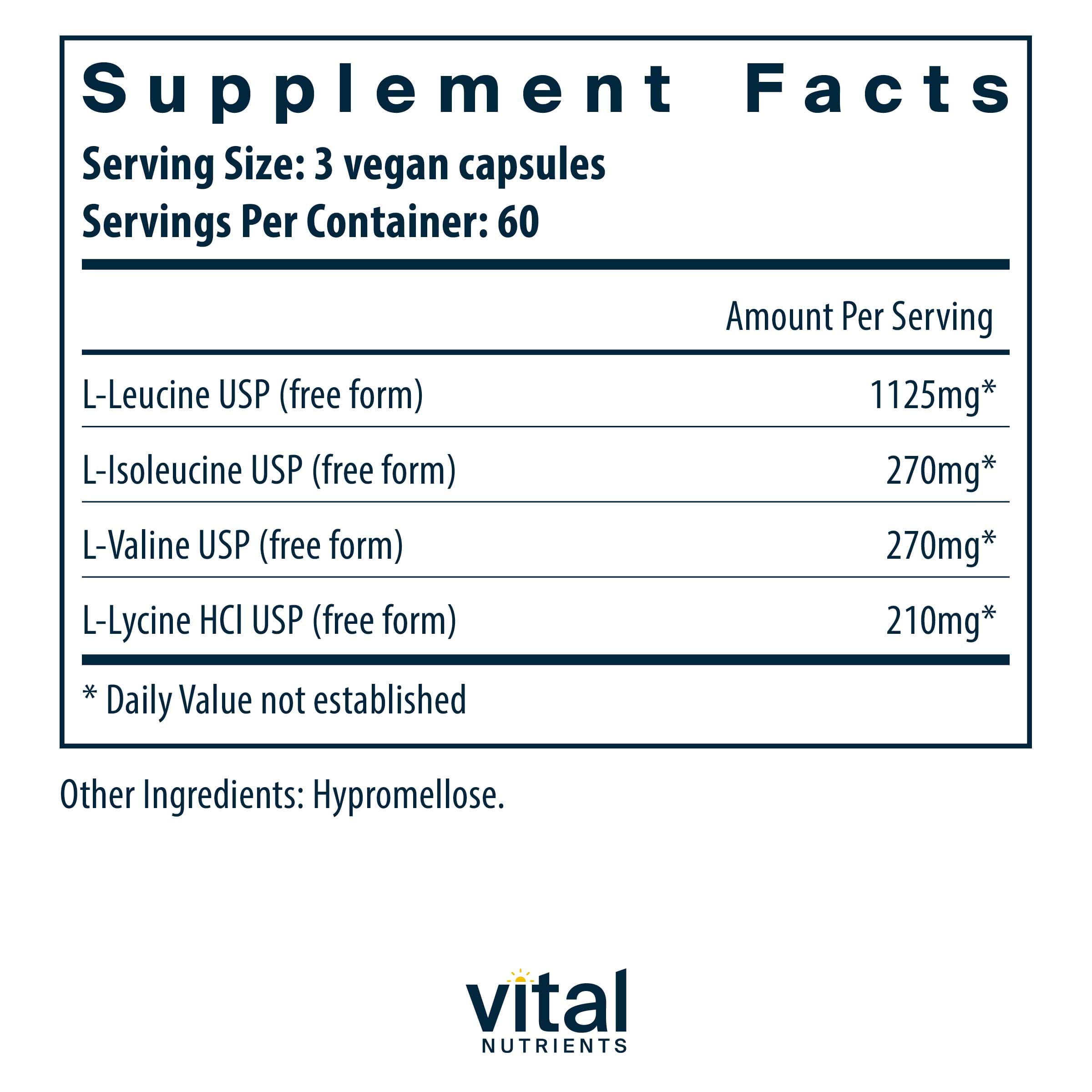 Vital Nutrients Branched Chain Aminos Ingredients