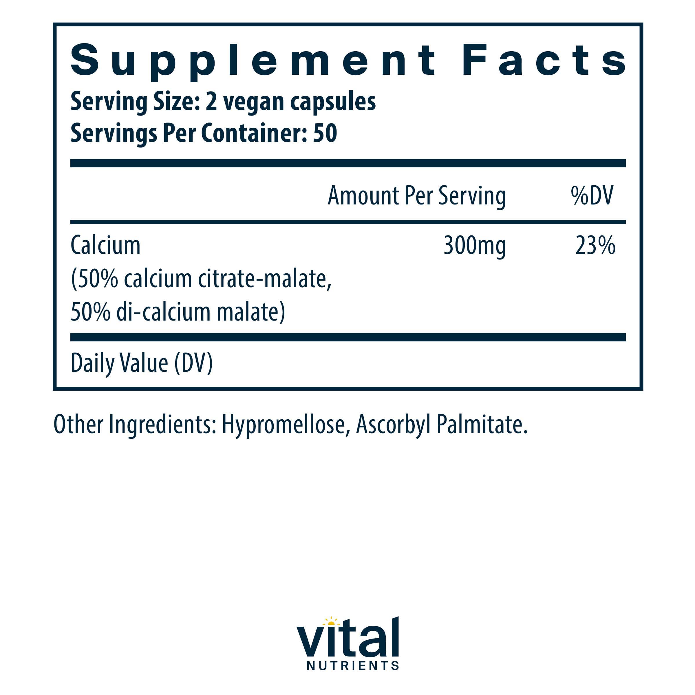 Vital Nutrients Calcium (citrate/malate) 150mg Ingredients