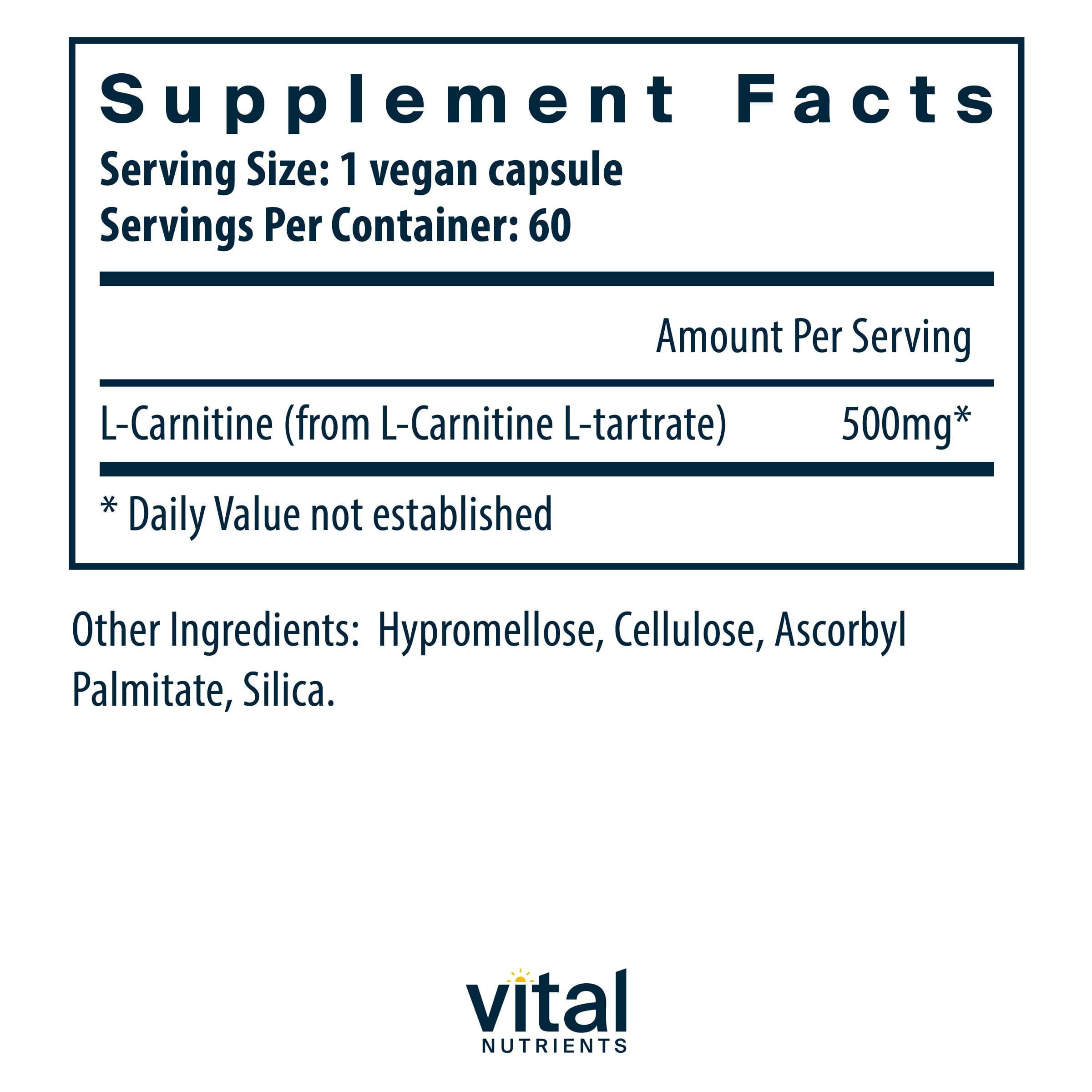 Vital Nutrients Carnitine 500mg Ingredients