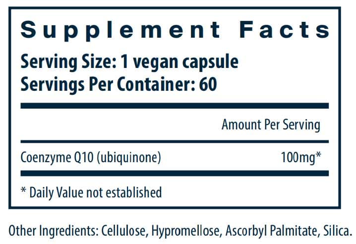 Vital Nutrients CoEnzyme Q10 100mg Ingredients