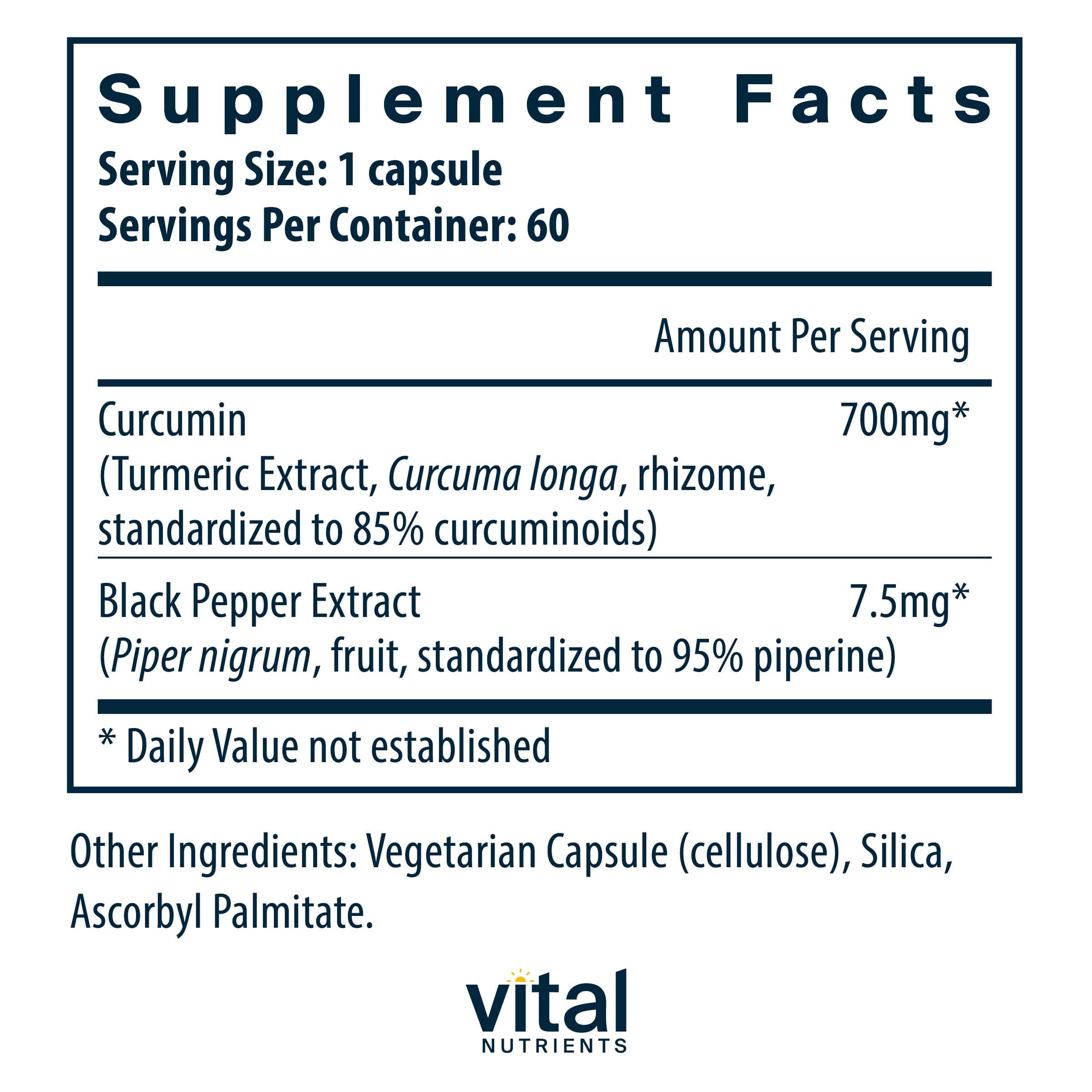 Vital Nutrients Curcumin Extract 700mg Ingredients