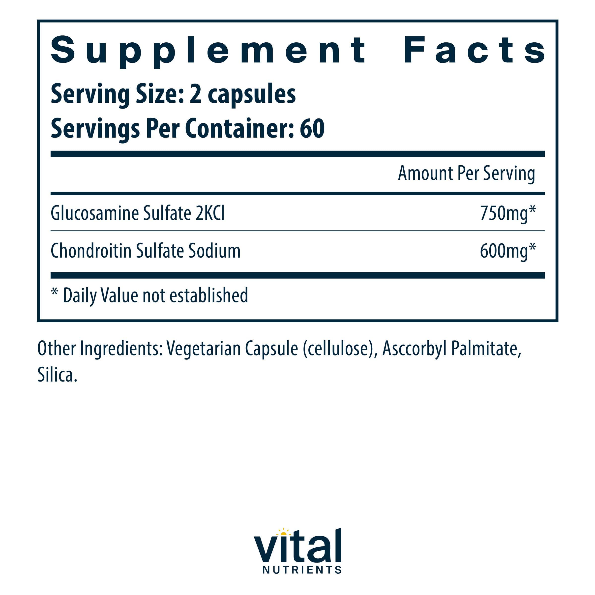Vital Nutrients Glucosamine & Chondroitin Ingredients