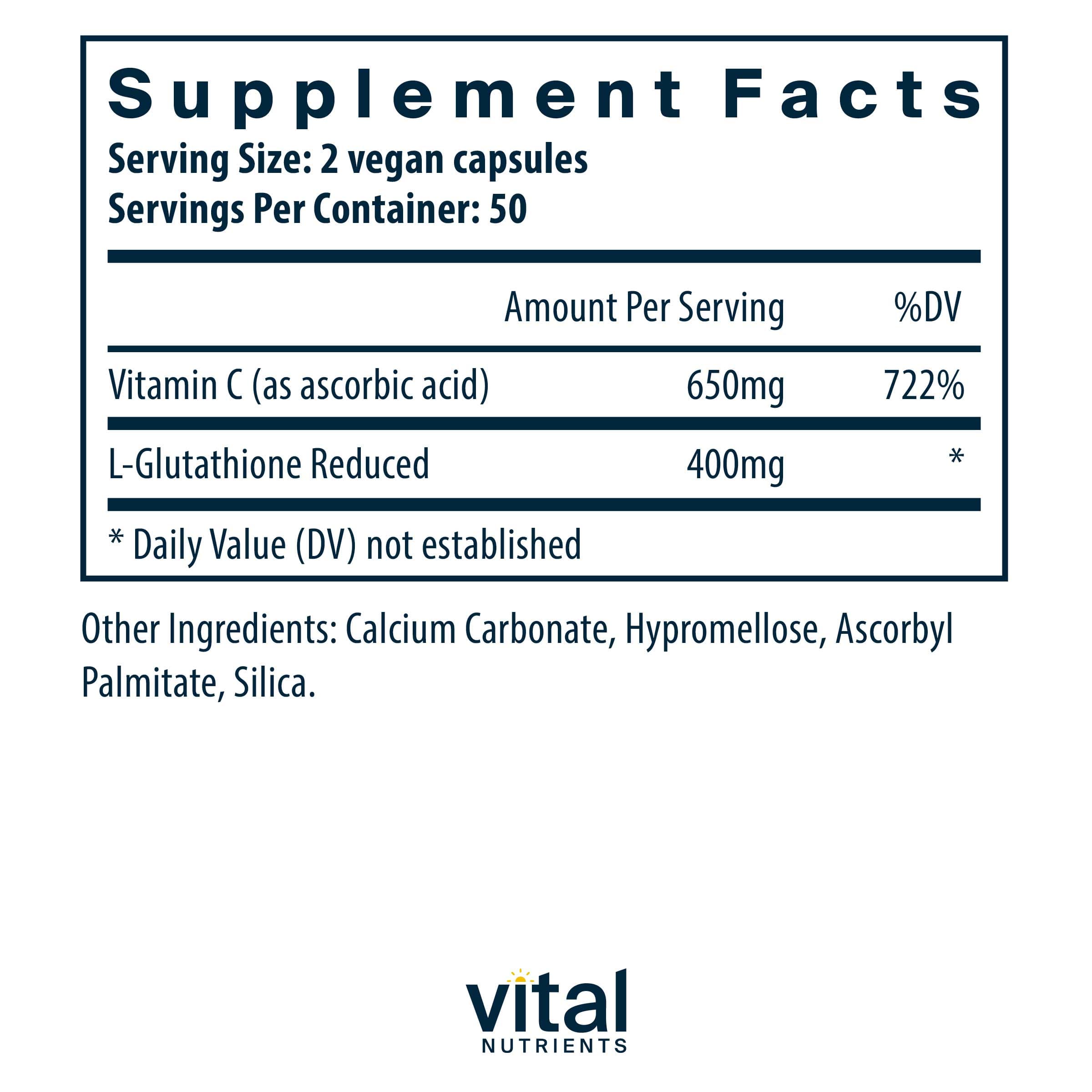 Vital Nutrients Glutathione 400 mg Ingredients