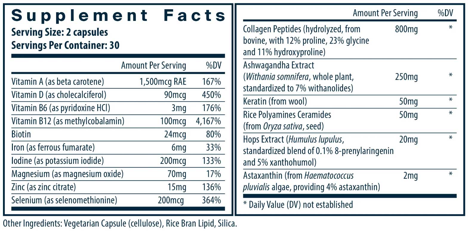 Vital Nutrients Hair Growth Complex for Women Ingredients