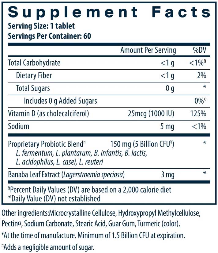 Vital Nutrients Hyperbiotics PRO-Glucose Balance Ingredients