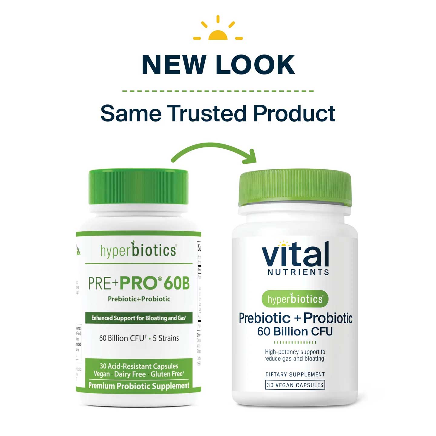 Vital Nutrients Hyperbiotics Prebiotic + Probiotic 60 Billion CFU New Look