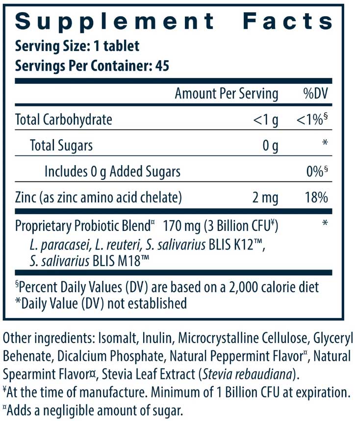 Vital Nutrients Hyperbiotics Pro-Dental Probiotic Ingredients