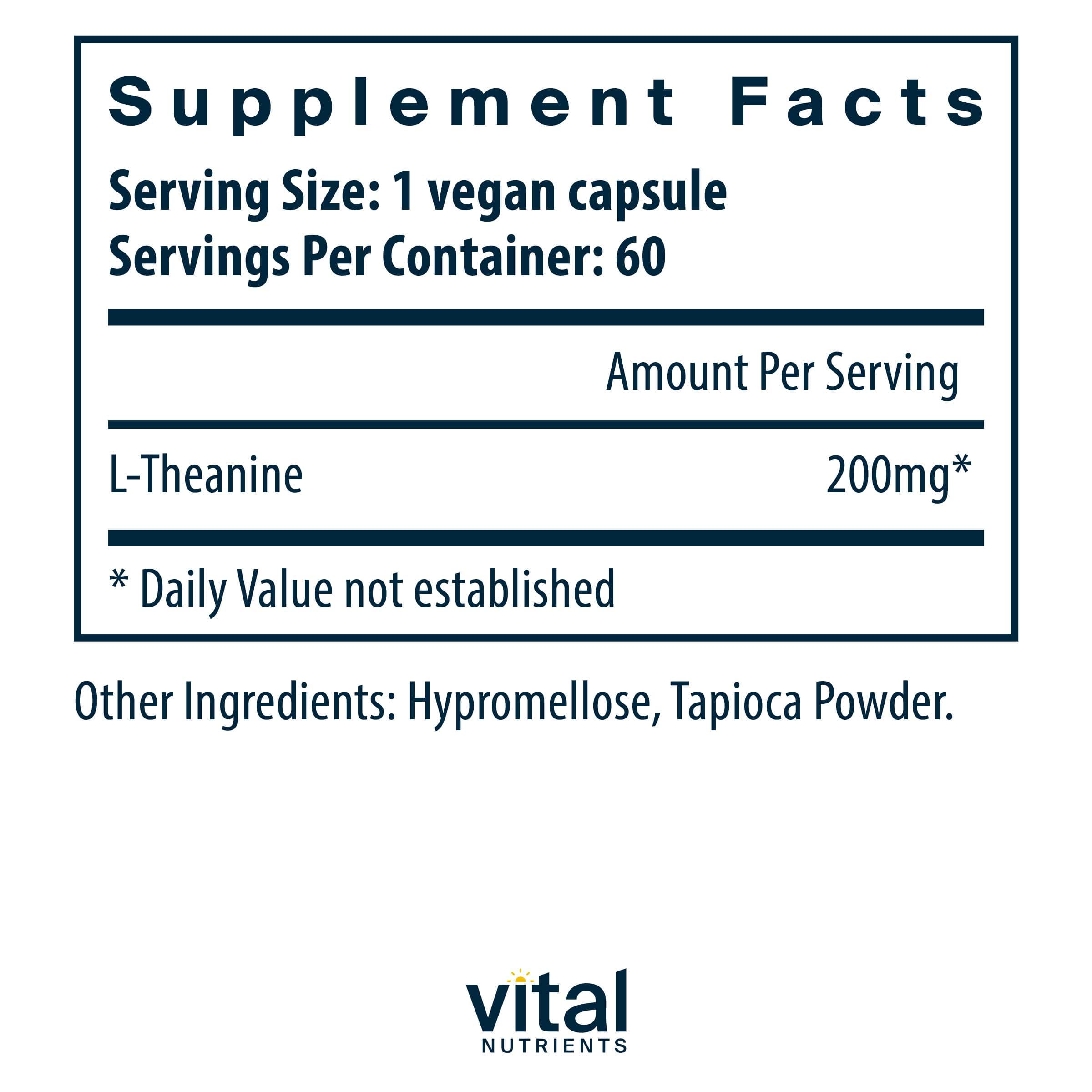 Vital Nutrients L-Theanine 200mg Ingredients