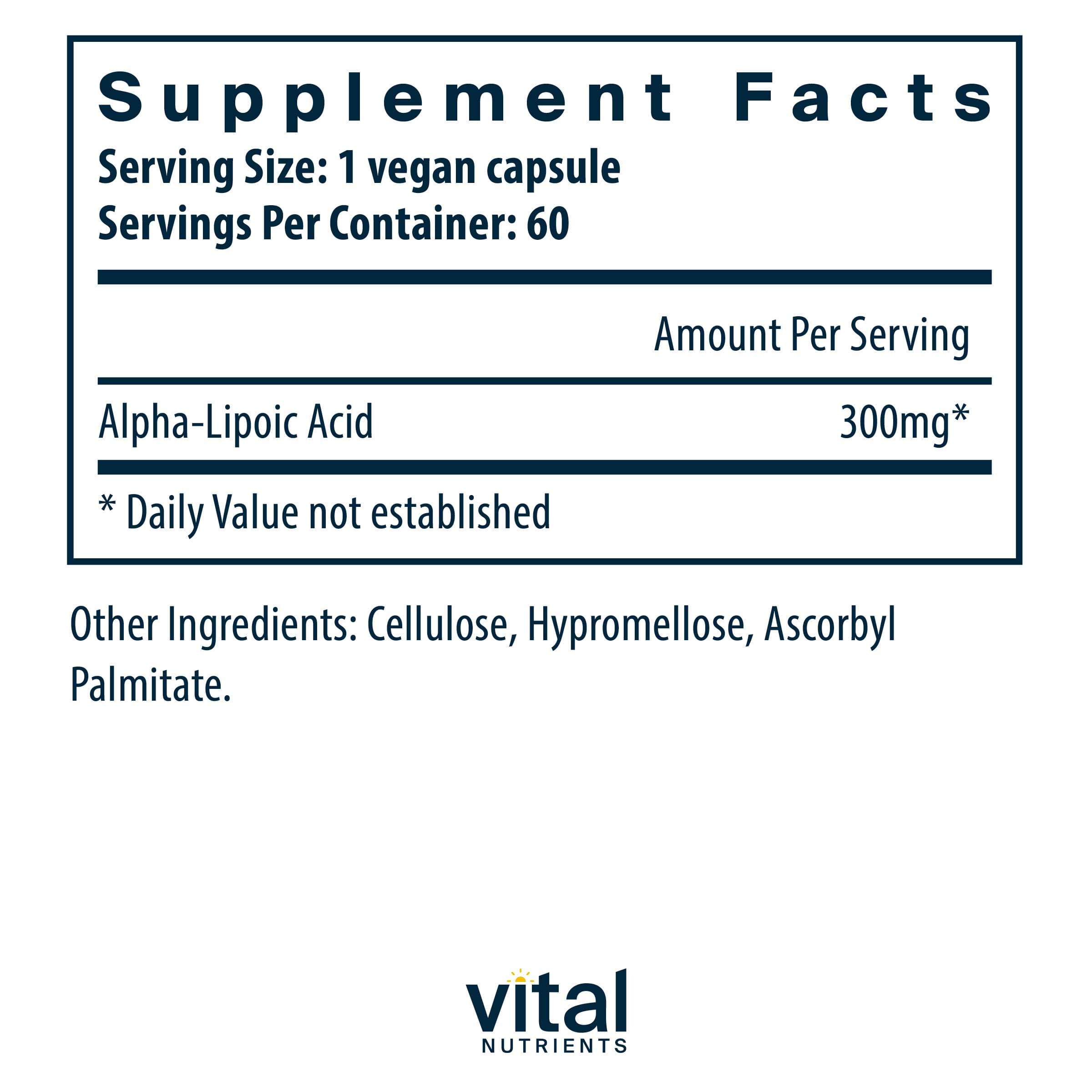Vital Nutrients Lipoic Acid 300mg Ingredients