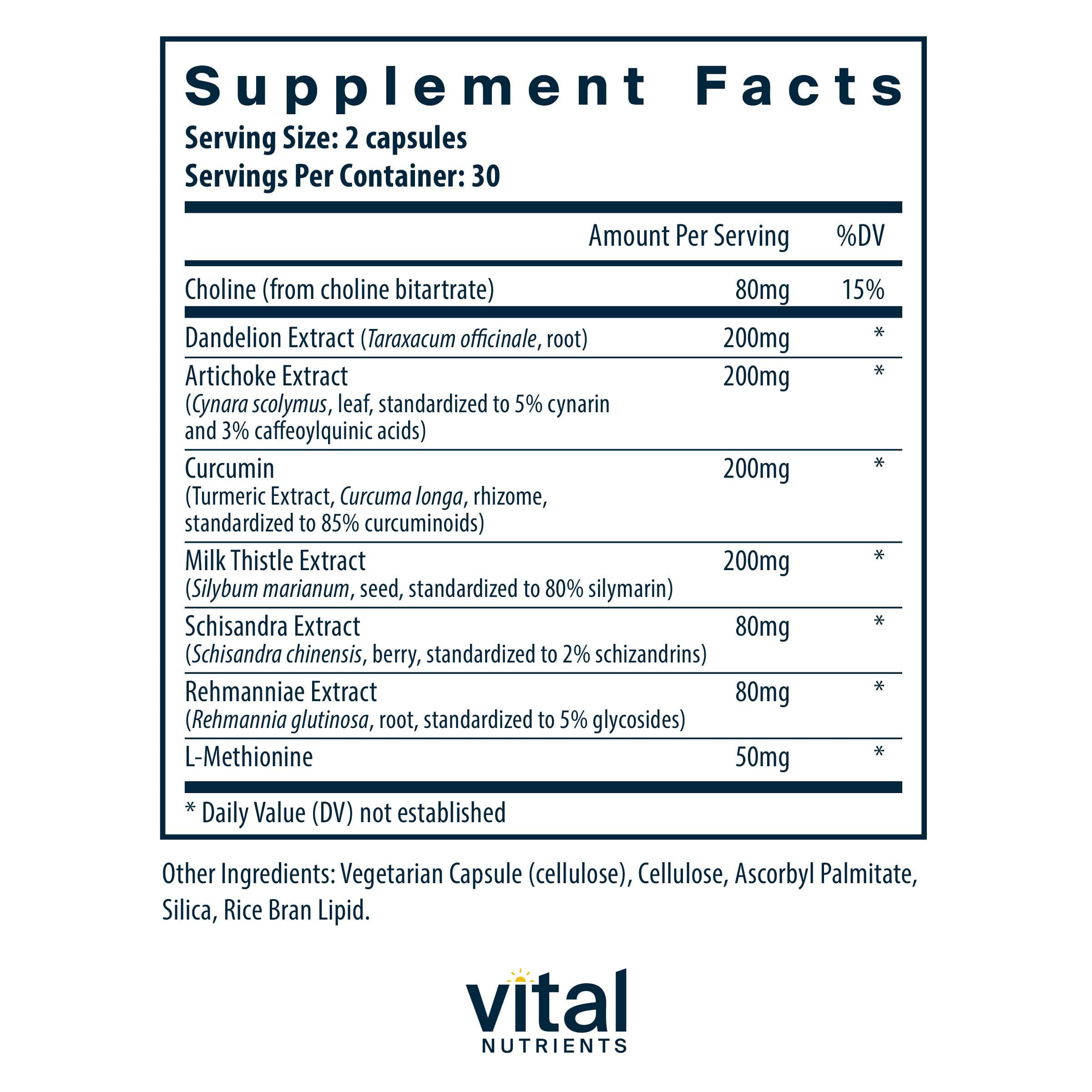 Vital Nutrients Liver Support Ingredients