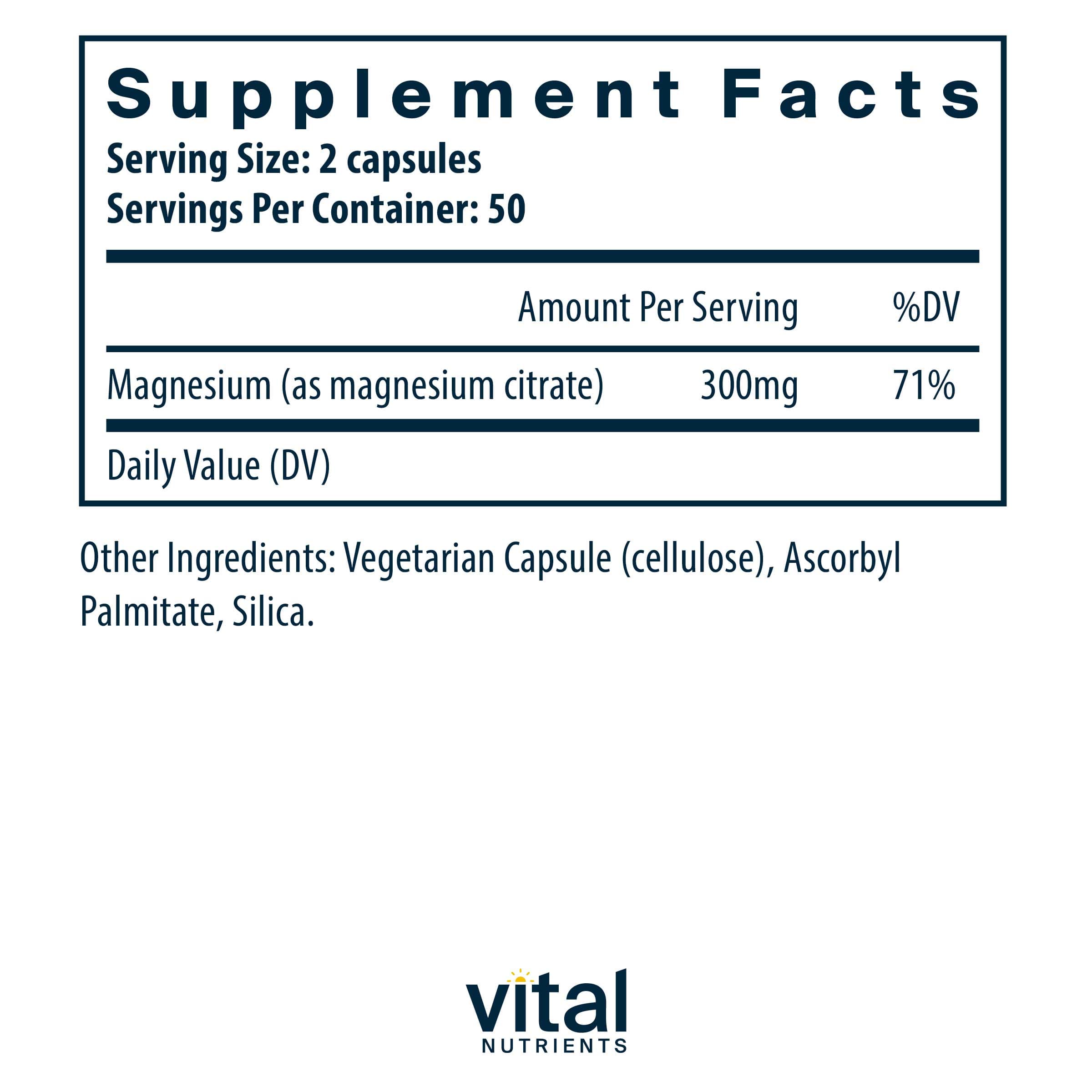 Vital Nutrients Magnesium (Citrate) 150mg Ingredients