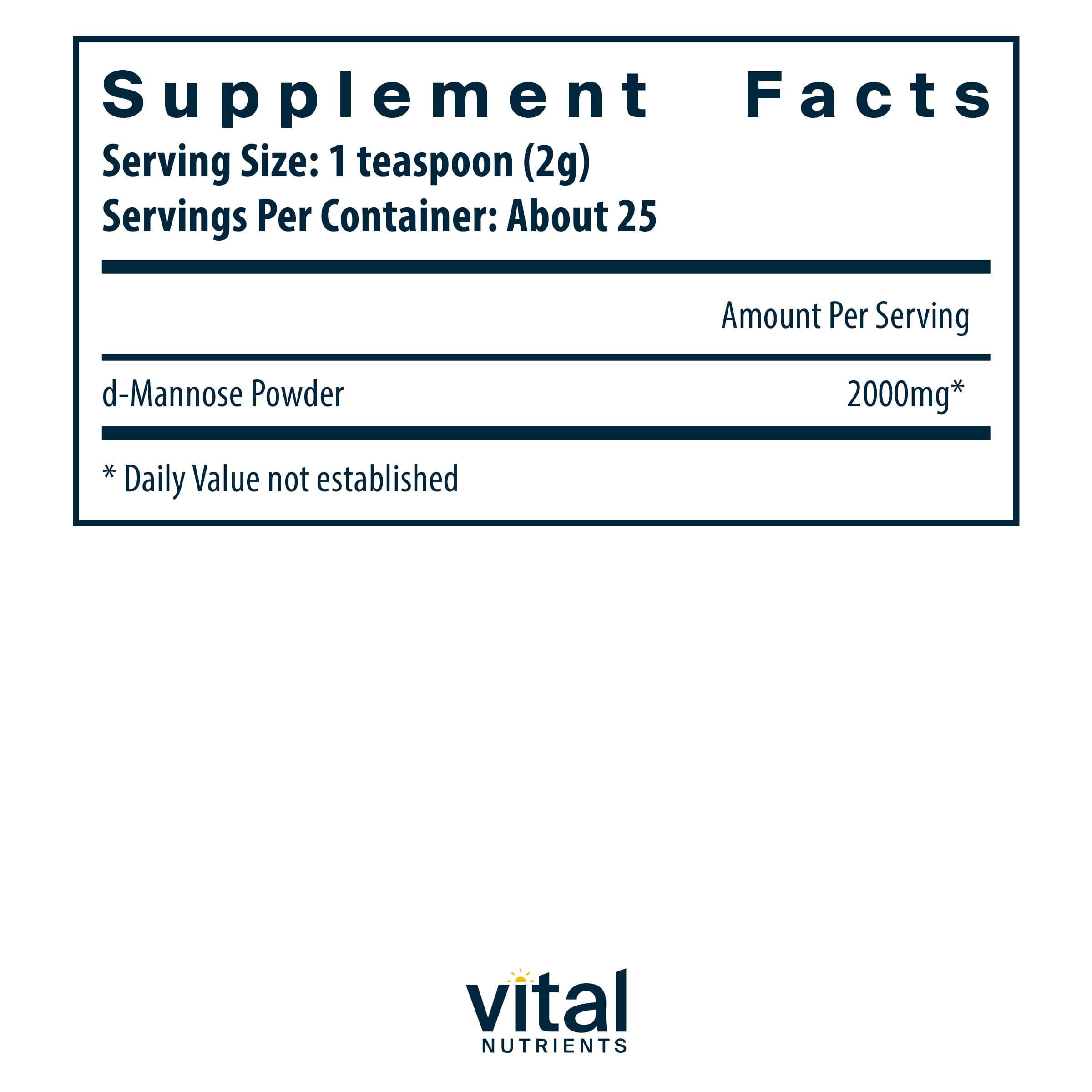 Vital Nutrients Mannose Powder Ingredients