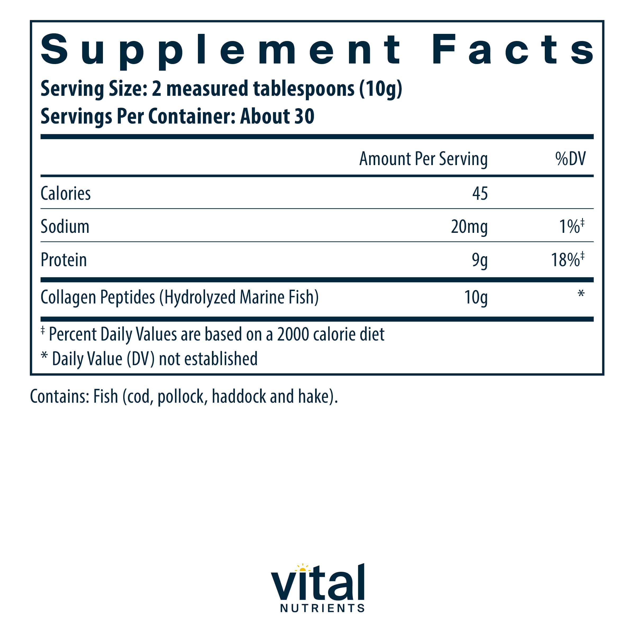 Vital Nutrients Marine Collagen Type I & III Ingredients