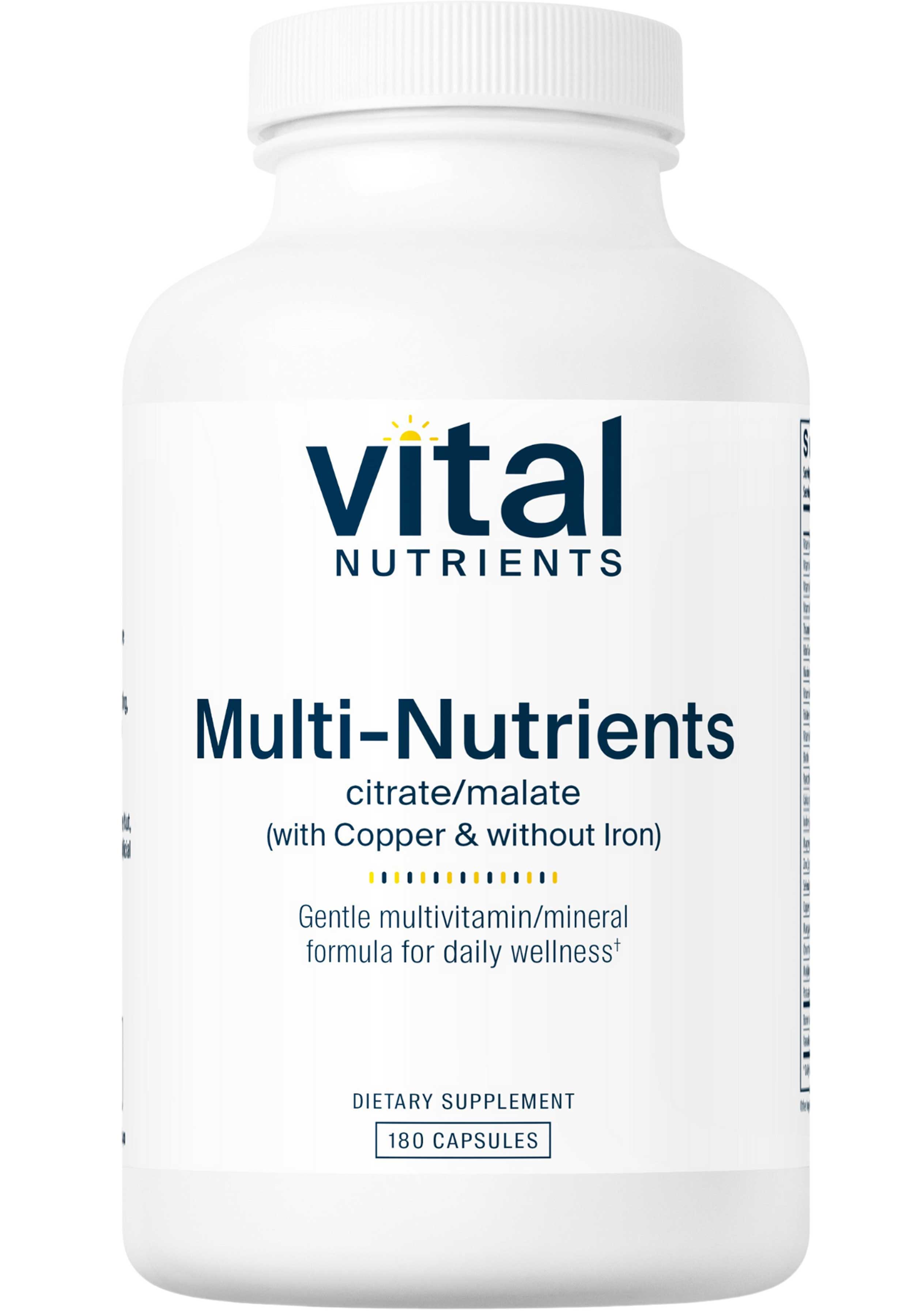 Vital Nutrients Multi-Nutrients Citrate/Malate with Copper, without Iron (Formerly Multi-Nutrients 2)