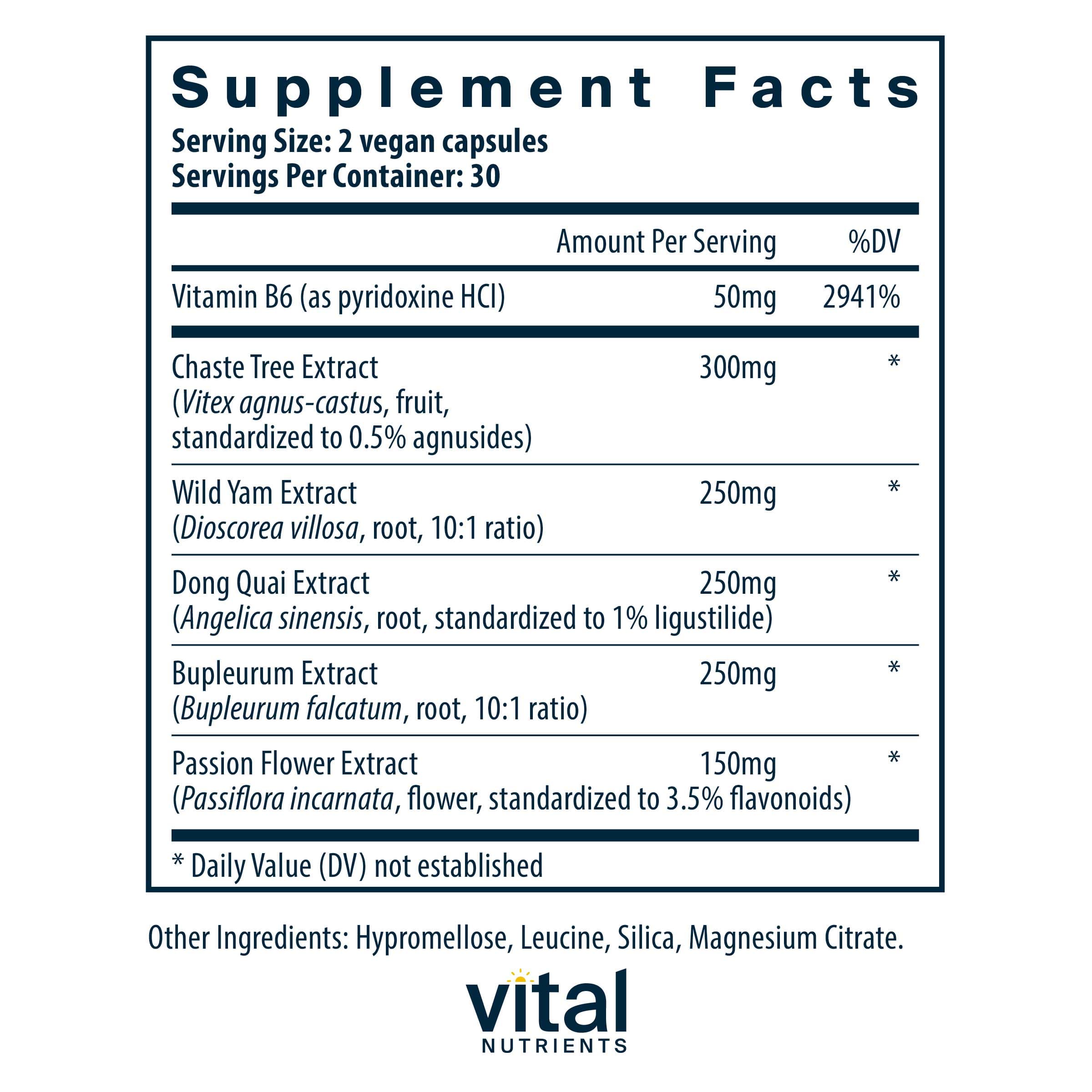 Vital Nutrients PMS Support Ingredients