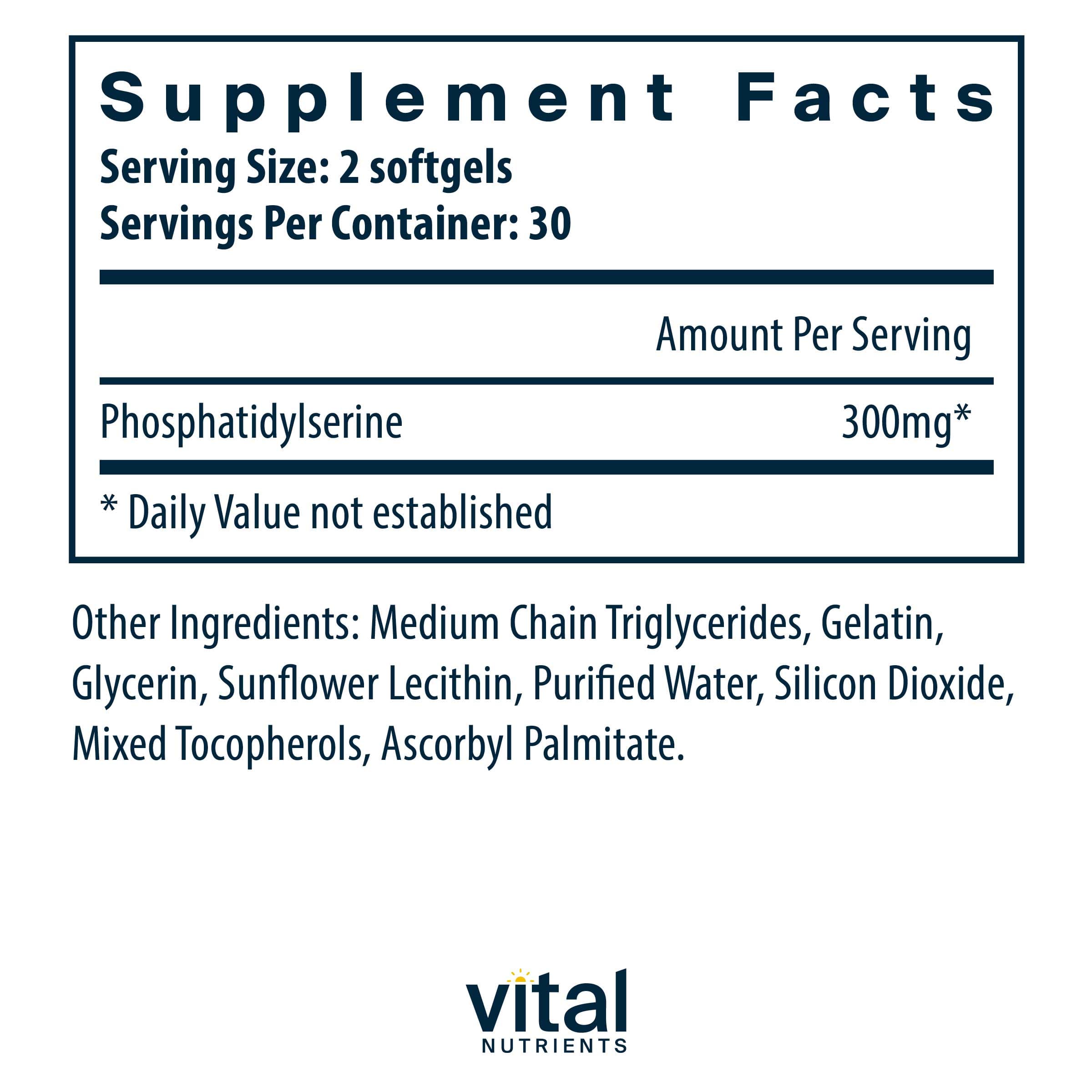 Vital Nutrients Phosphatidylserine Ingredients