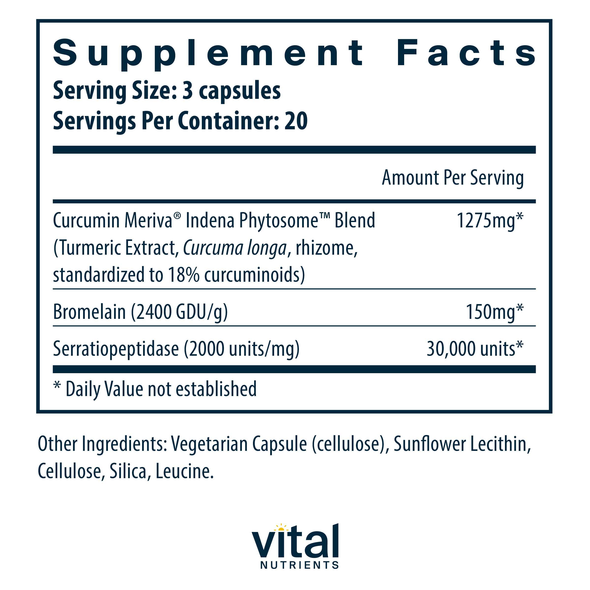 Vital Nutrients Phyto-Curcumin Plus Enzymes Ingredients