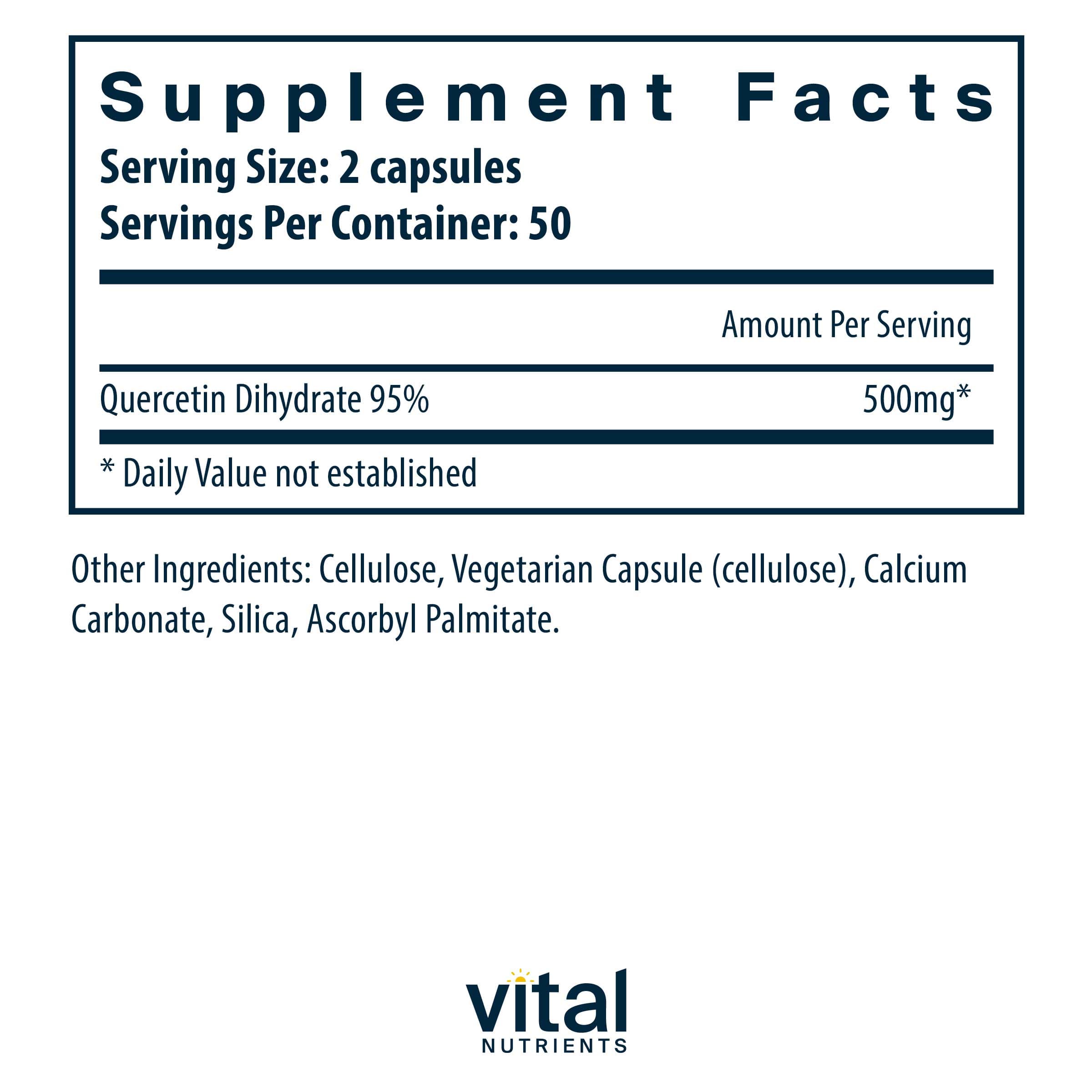 Vital Nutrients Quercetin 250 mg Ingredients