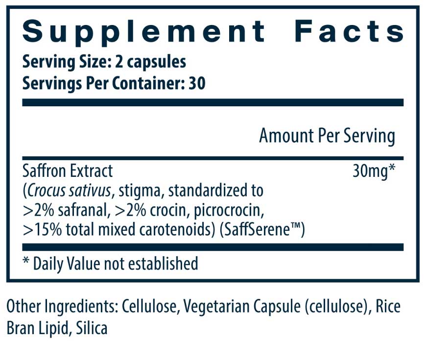 Vital Nutrients Saffron Extract Ingredients