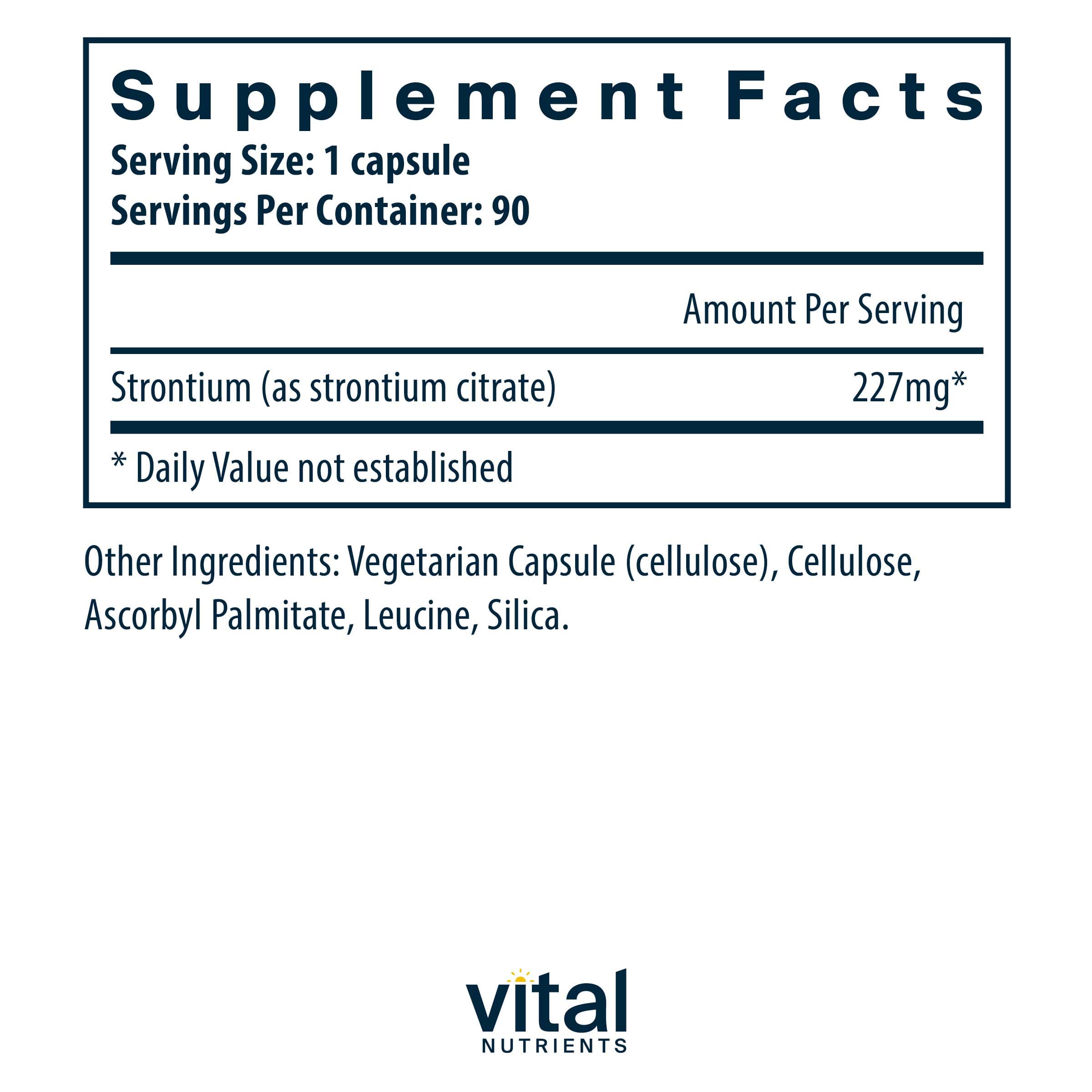 Vital Nutrients Strontium (citrate) 227mg Ingredients