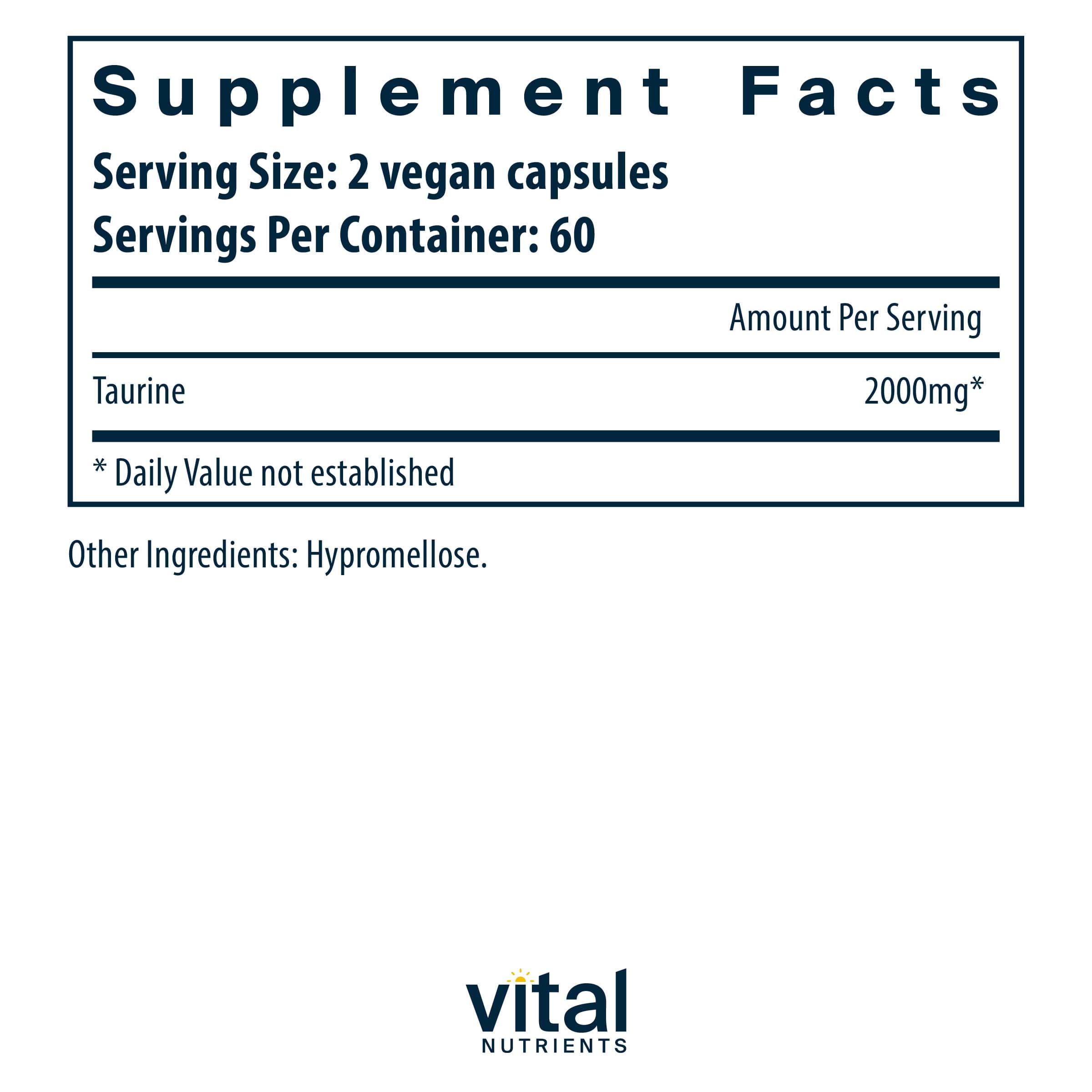 Vital Nutrients Taurine 1000mg Ingredients