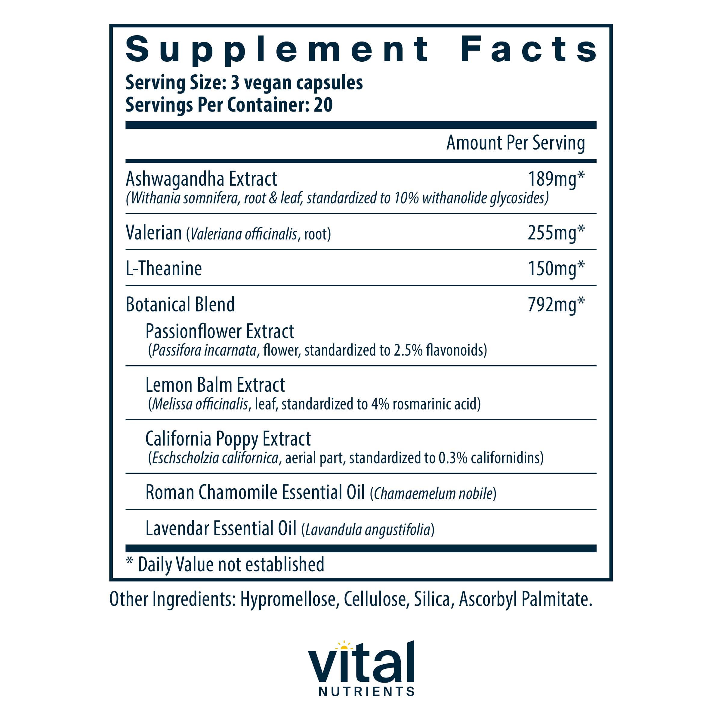 Vital Nutrients Tension Ease® Ingredients