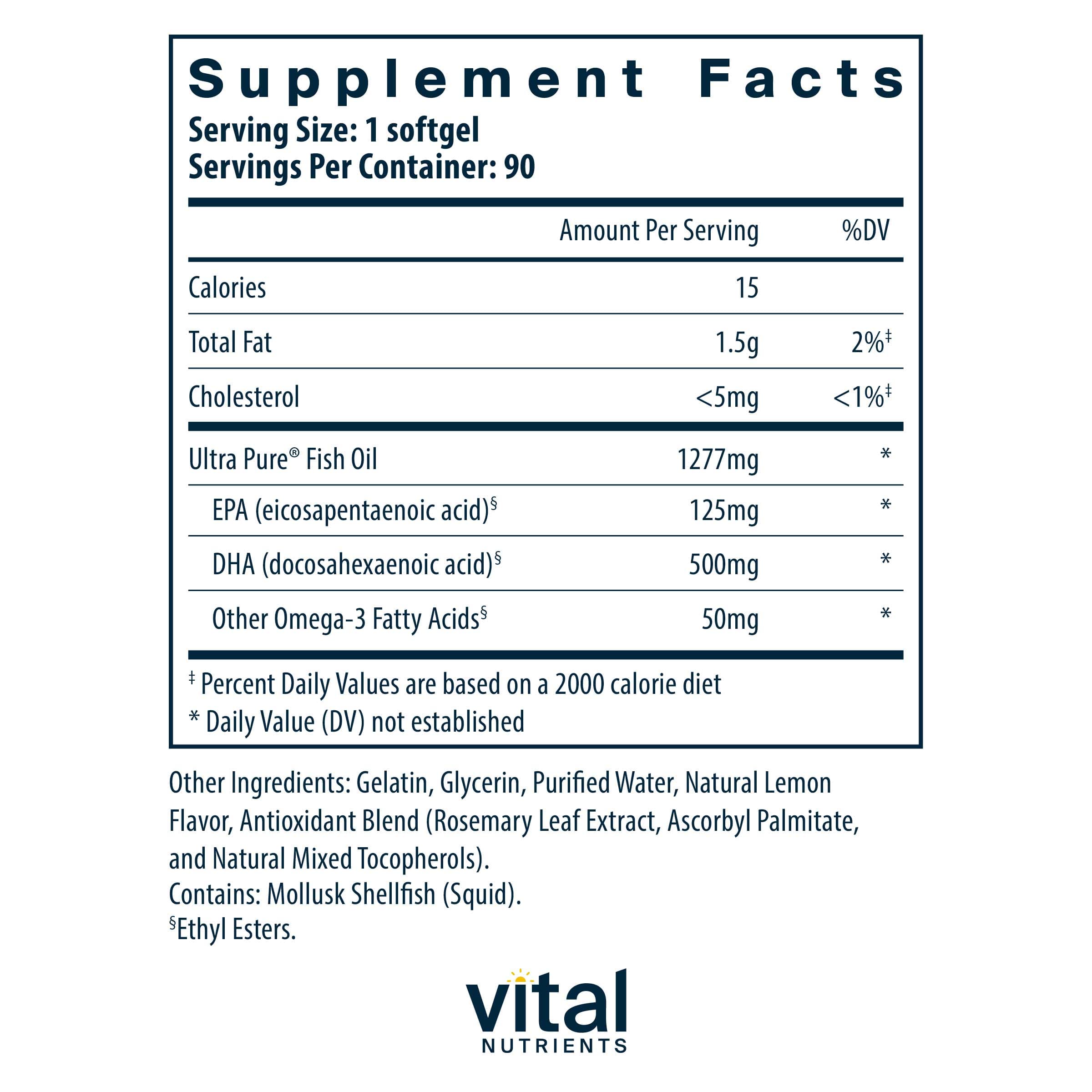 Vital Nutrients Ultra Pure® Fish Oil 675 Ingredients