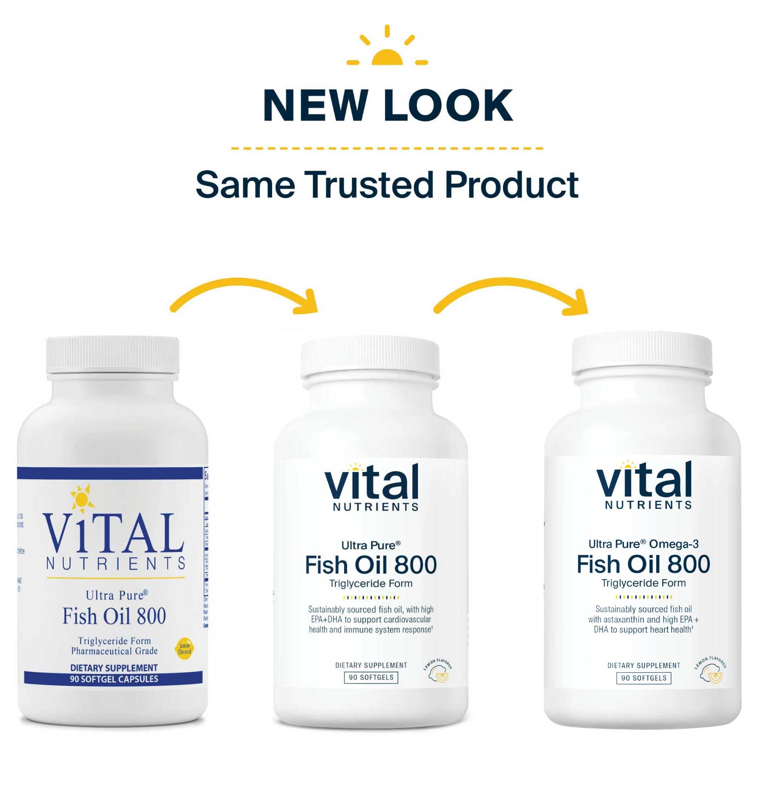 Vital Nutrients Ultra Pure® Fish Oil 800 TG (Triglyceride Formula) New Look