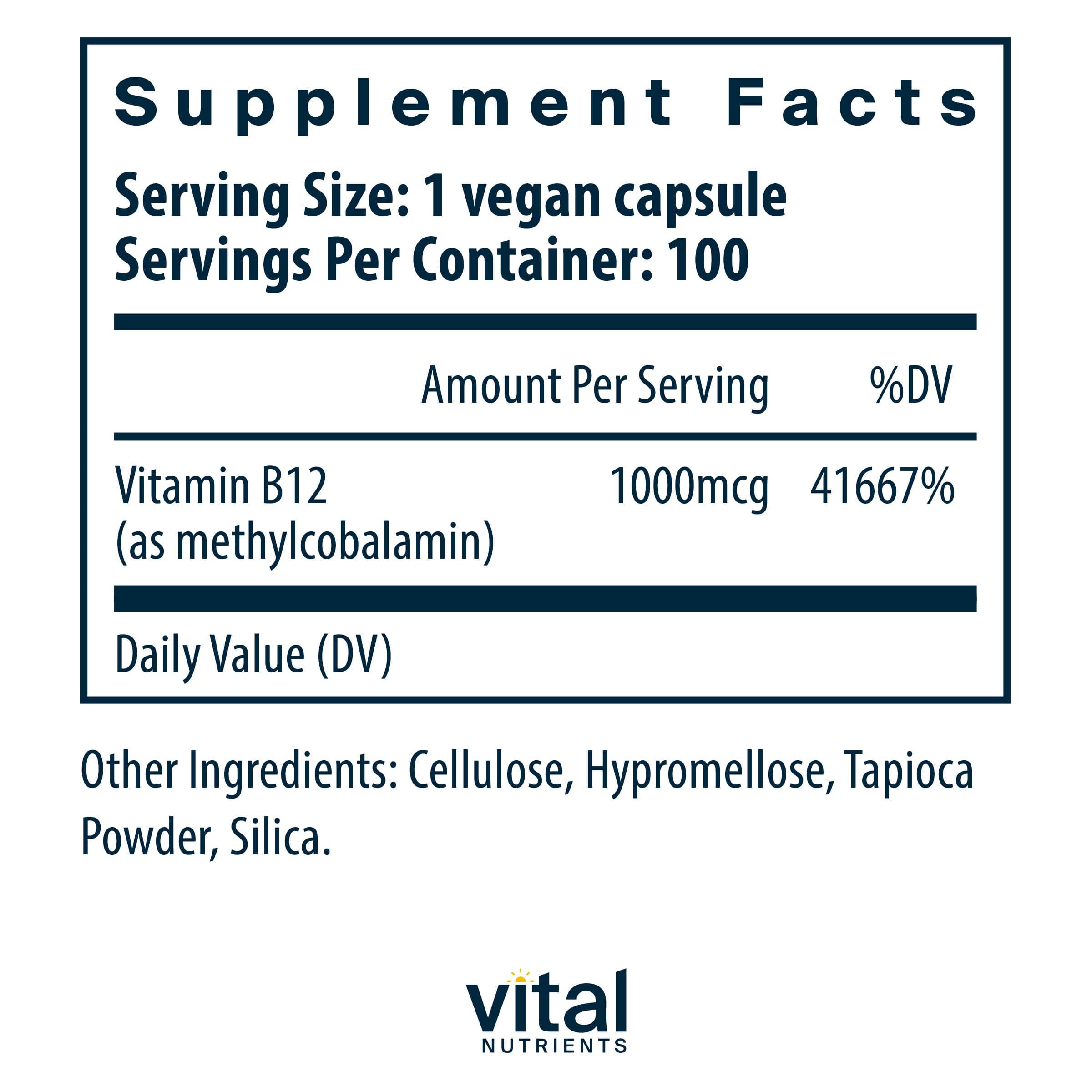 Vital Nutrients Vitamin B12 Ingredients